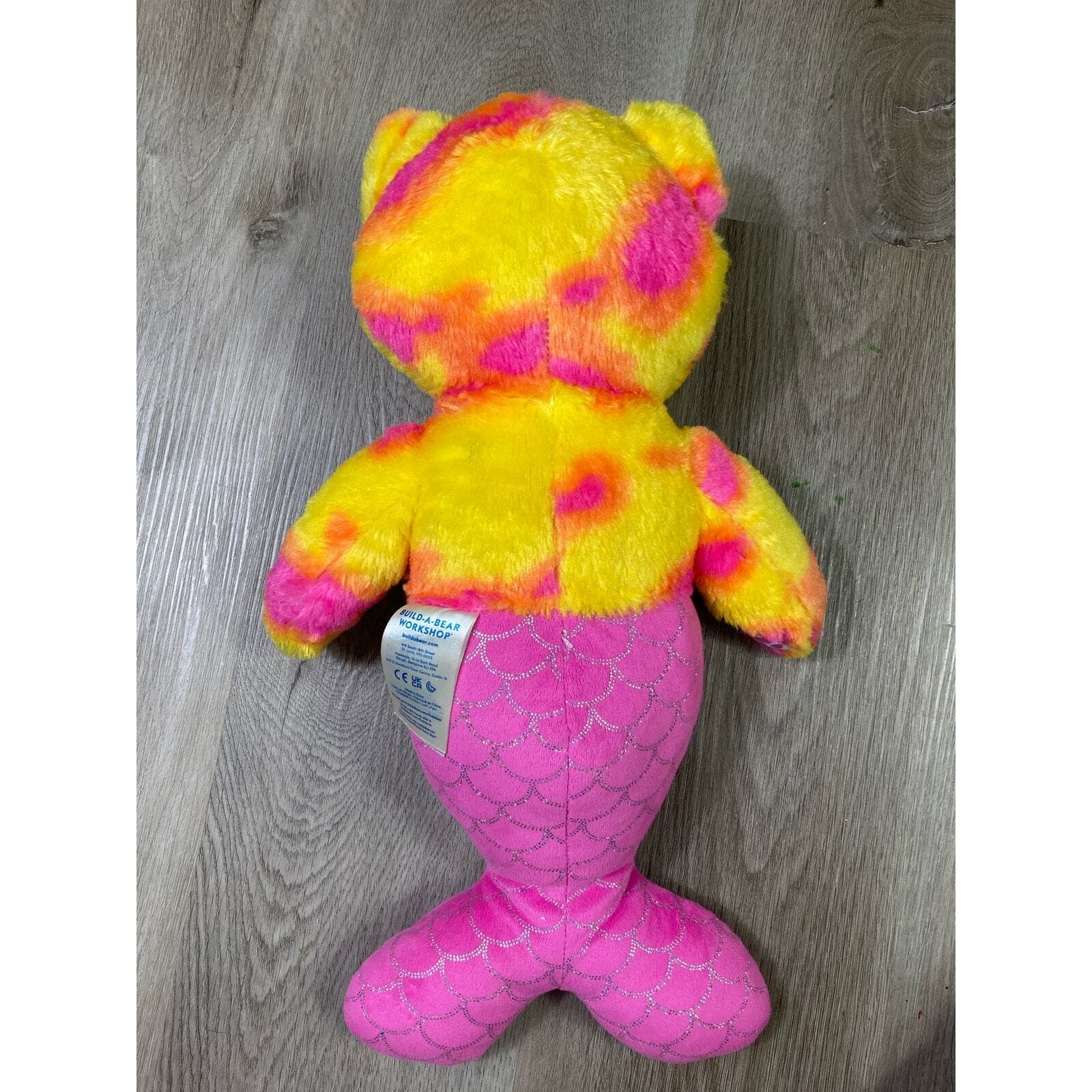 Build A Bear Mer Cat Plush 16” Pink Yellow Tie Dye Mermaid Stuffed Animal - Thumbnail 7