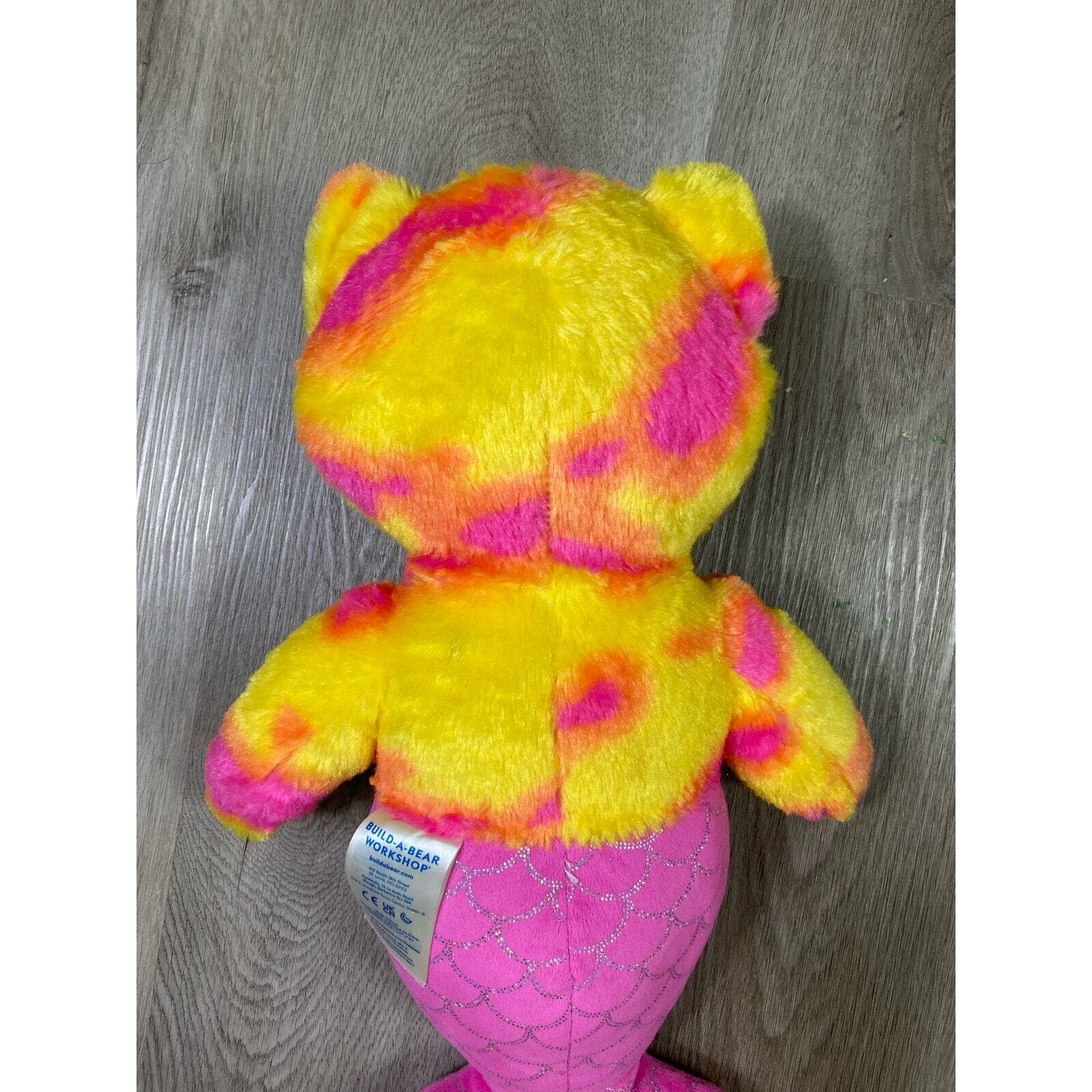 Build A Bear Mer Cat Plush 16” Pink Yellow Tie Dye Mermaid Stuffed Animal - Thumbnail 11