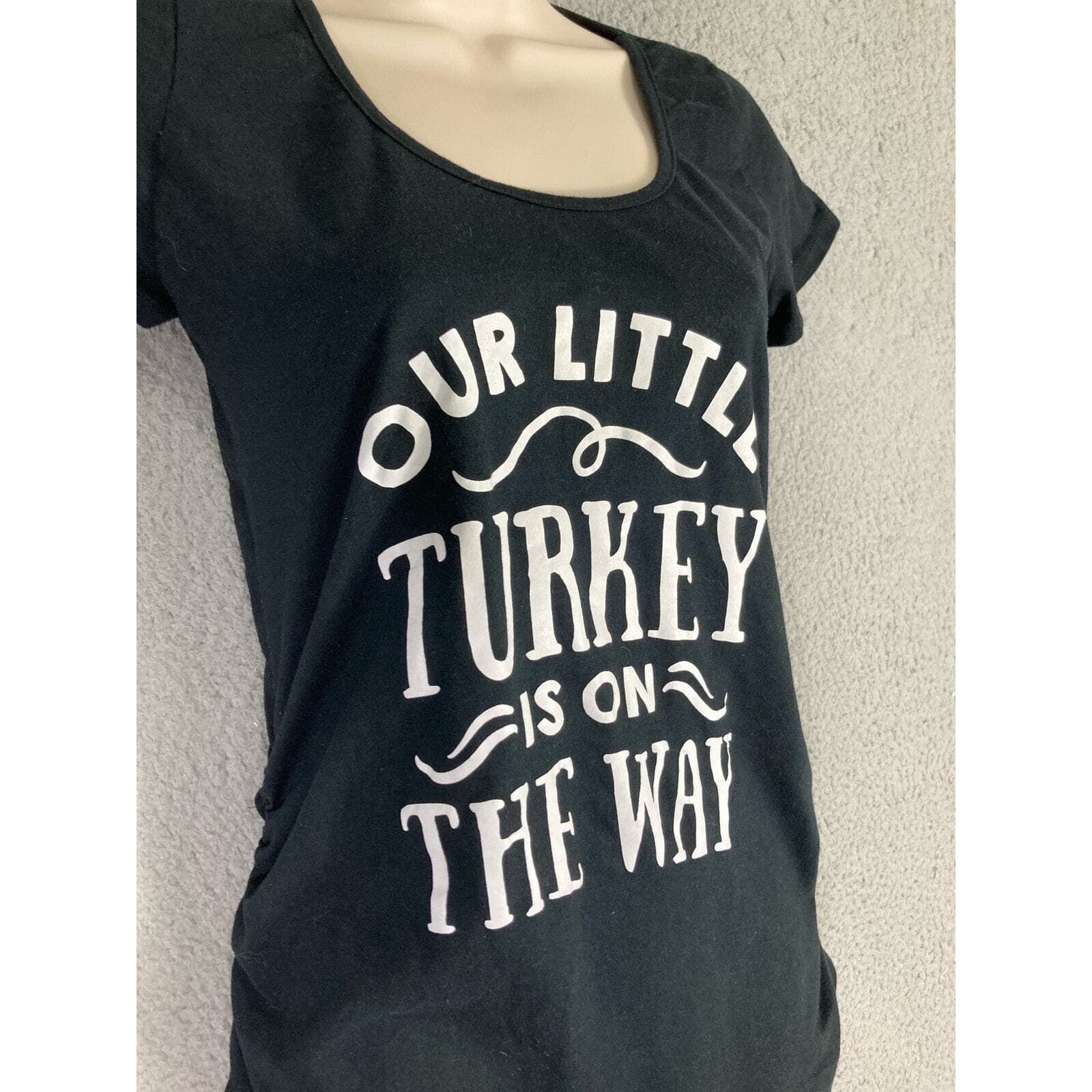 Thanksgiving Our Little Turkey Is On The Way Maternity T-Shirt Black Womens S - Thumbnail 4