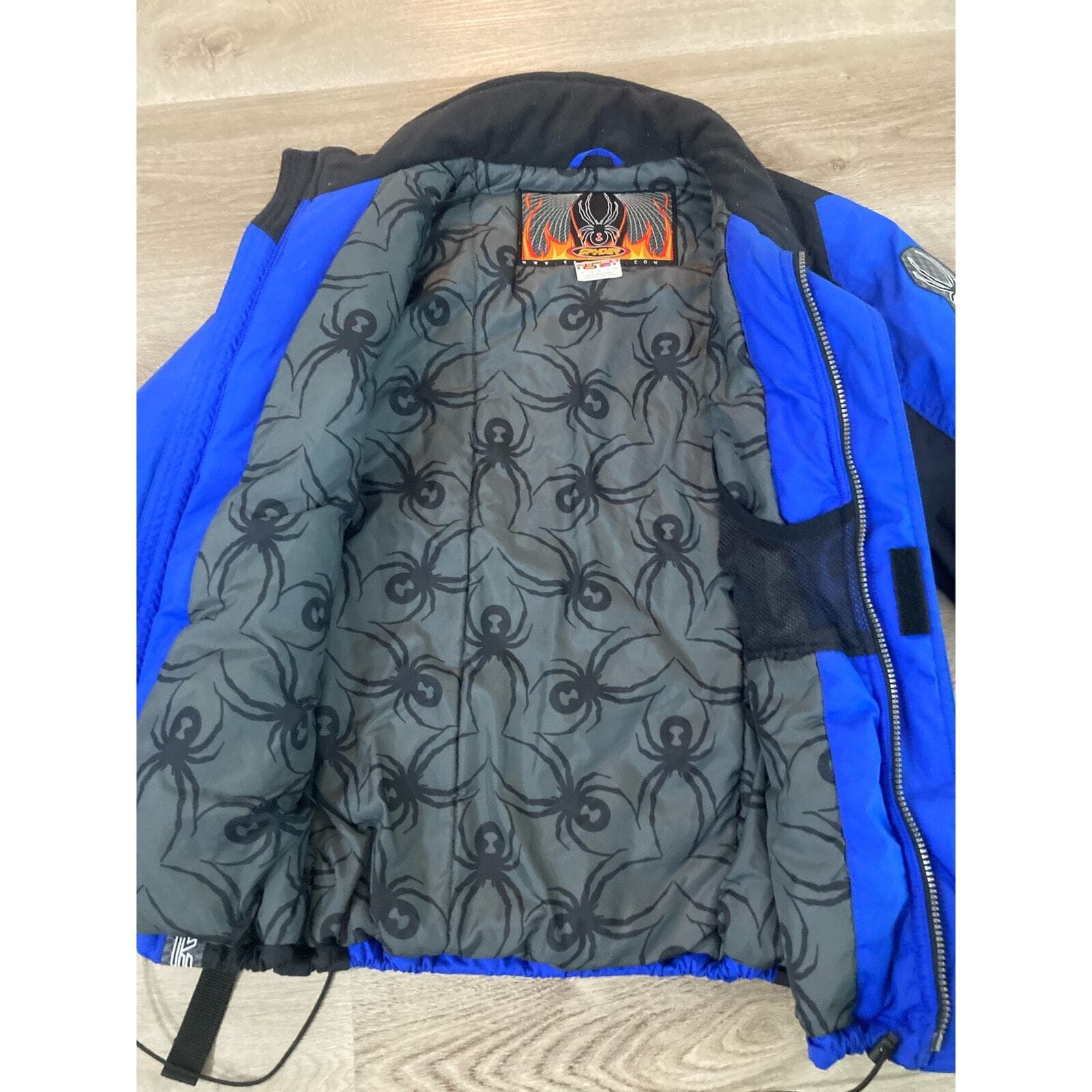 Spyder Boys Puffer Ski Jacket Size 18 Blue/Black/White Full Zip Winter Sports - Thumbnail 10