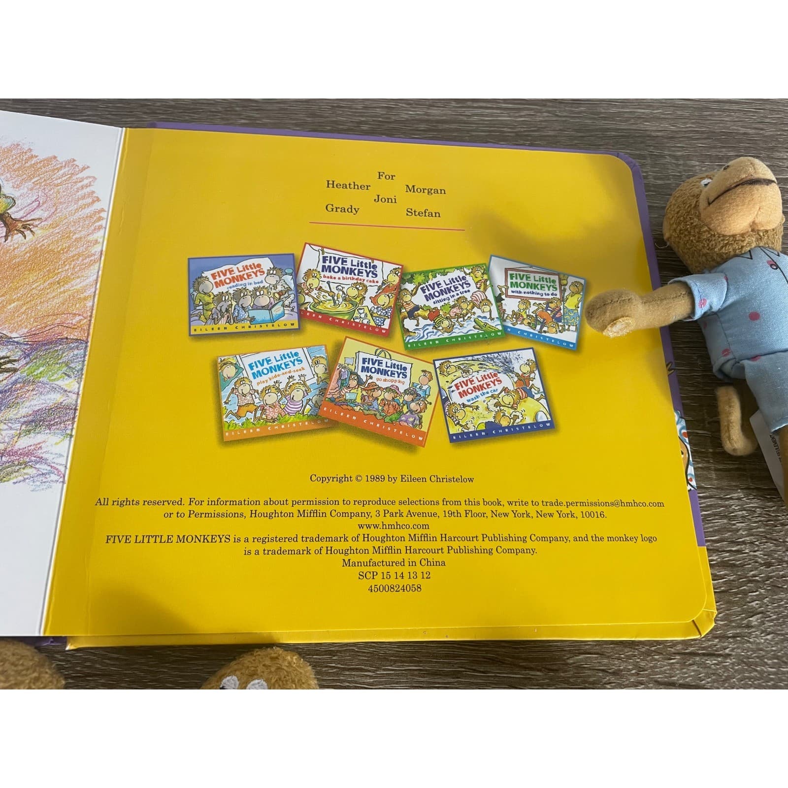 Five Little Monkeys Jumping On The Bed Book Plush Doll Figures Eileen Christelow - Thumbnail 4