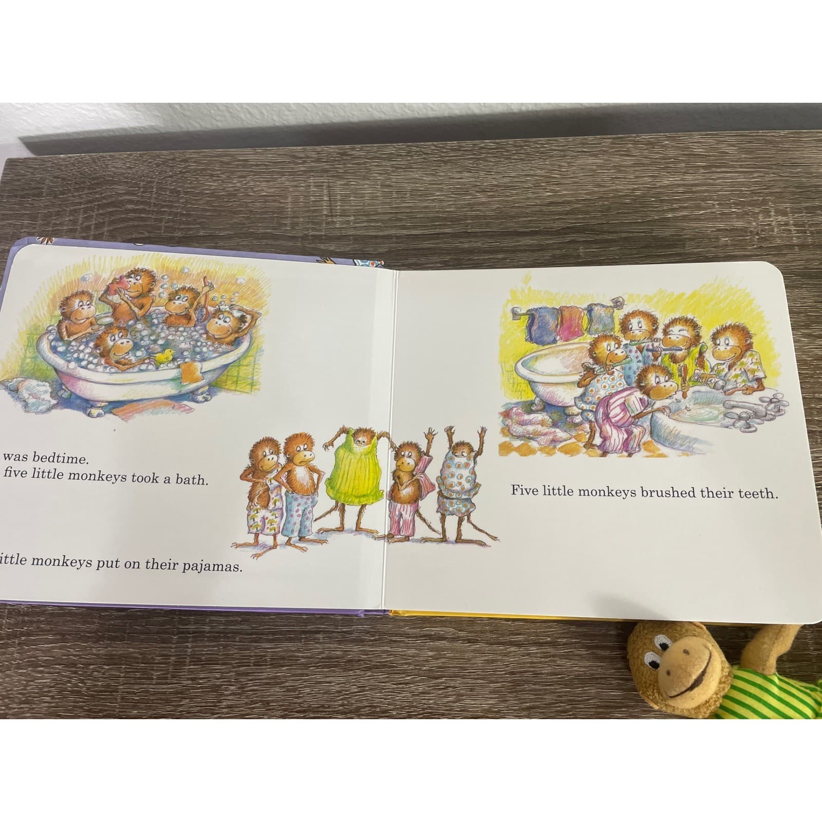Five Little Monkeys Jumping On The Bed Book Plush Doll Figures Eileen Christelow - Thumbnail 6