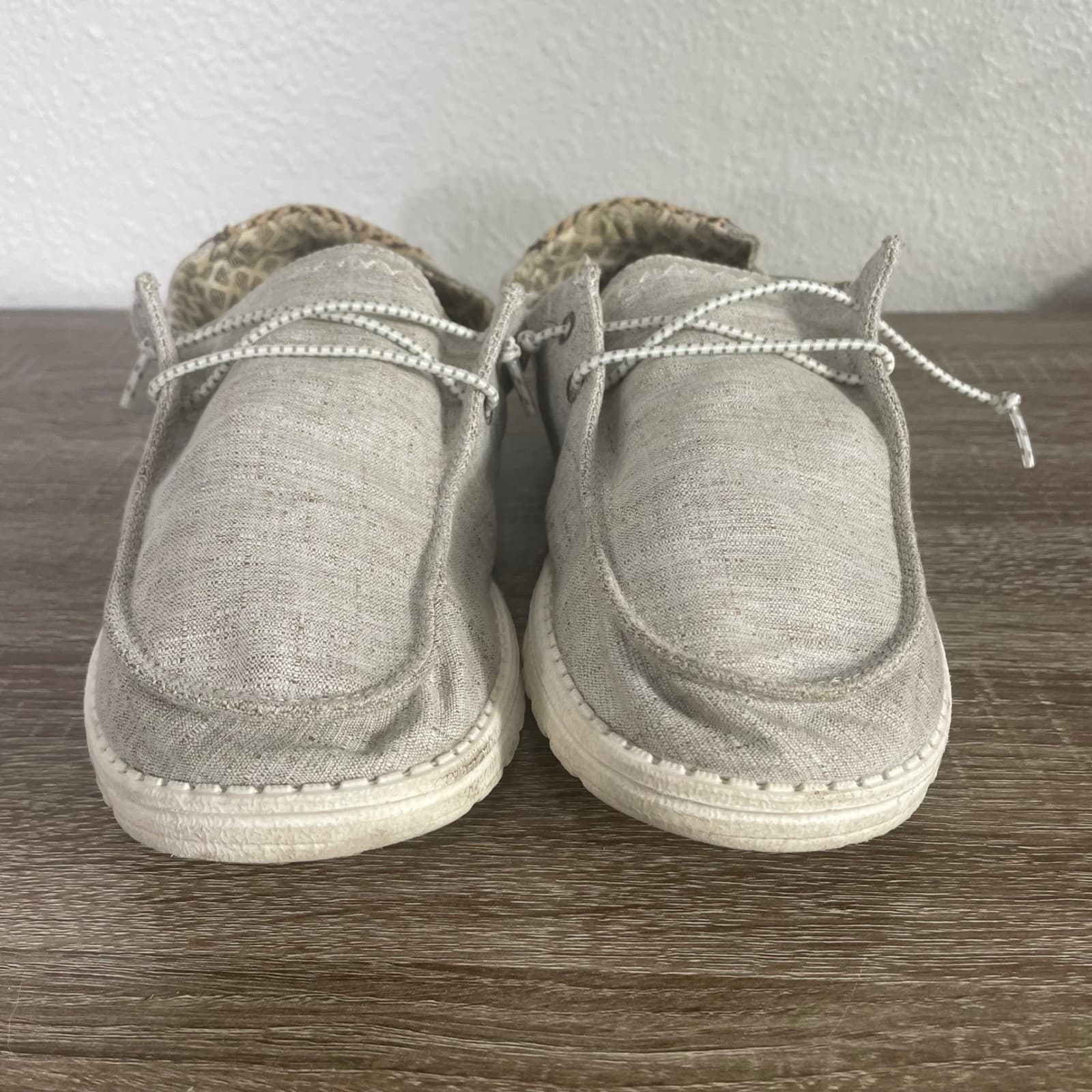Hey Dude Wendy Chambray Woven Womens 9 Stone Gray Slip On Shoes Loafers - Thumbnail 6
