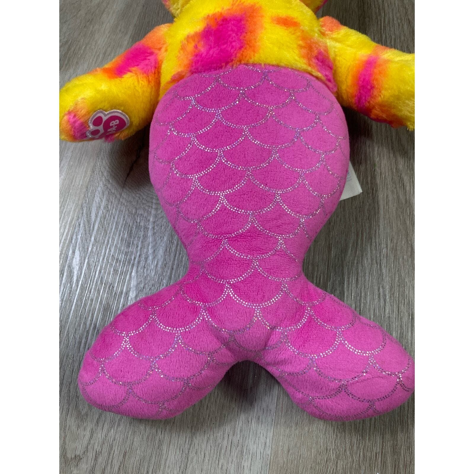 Build A Bear Mer Cat Plush 16” Pink Yellow Tie Dye Mermaid Stuffed Animal - Thumbnail 8
