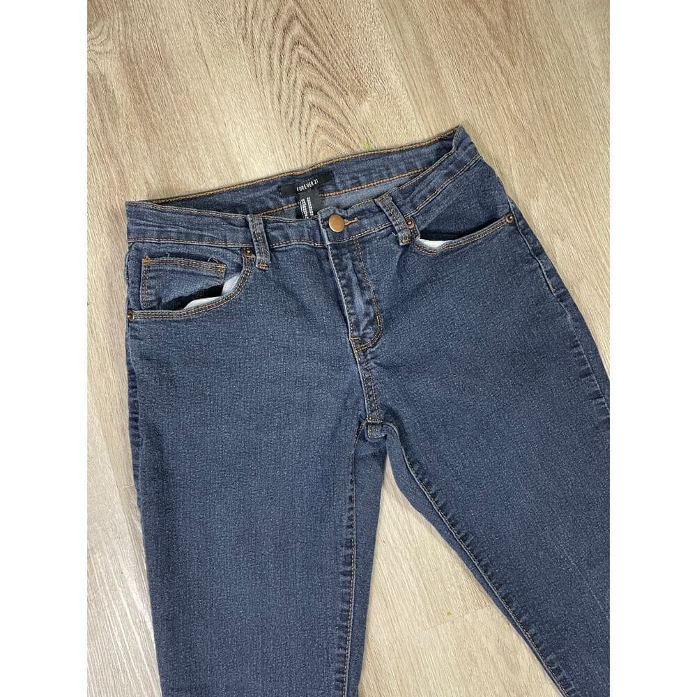 Forever 21 Women's Size 27 Blue Skinny Jeans Mid Rise Stretch Denim - Thumbnail 5