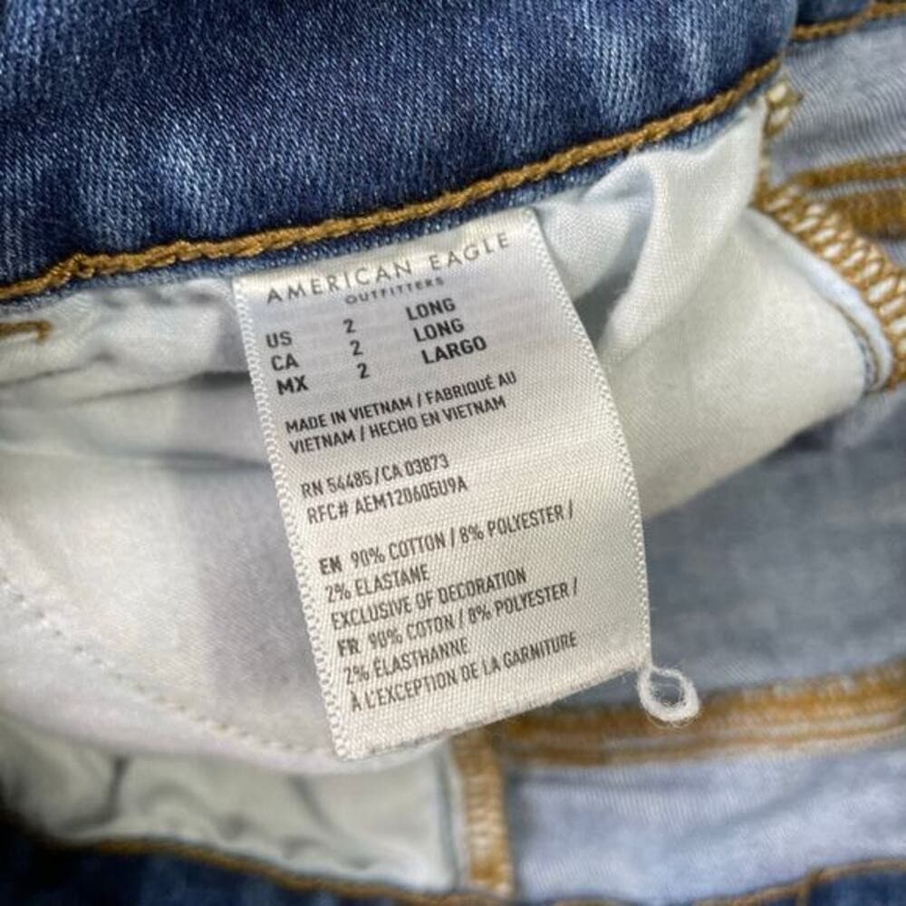American Eagle Next Level Stretch Denim Cutoff Shorts Size 2 Long Distressedwh - Thumbnail 4
