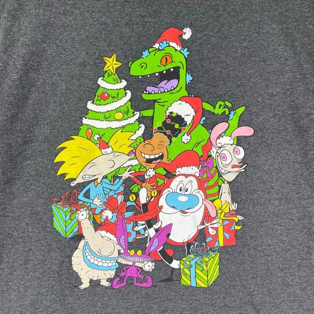 Nickelodeon XL Christmas Tee Reptar Hey Arnold Ren Stimpy Rocko - Thumbnail 2