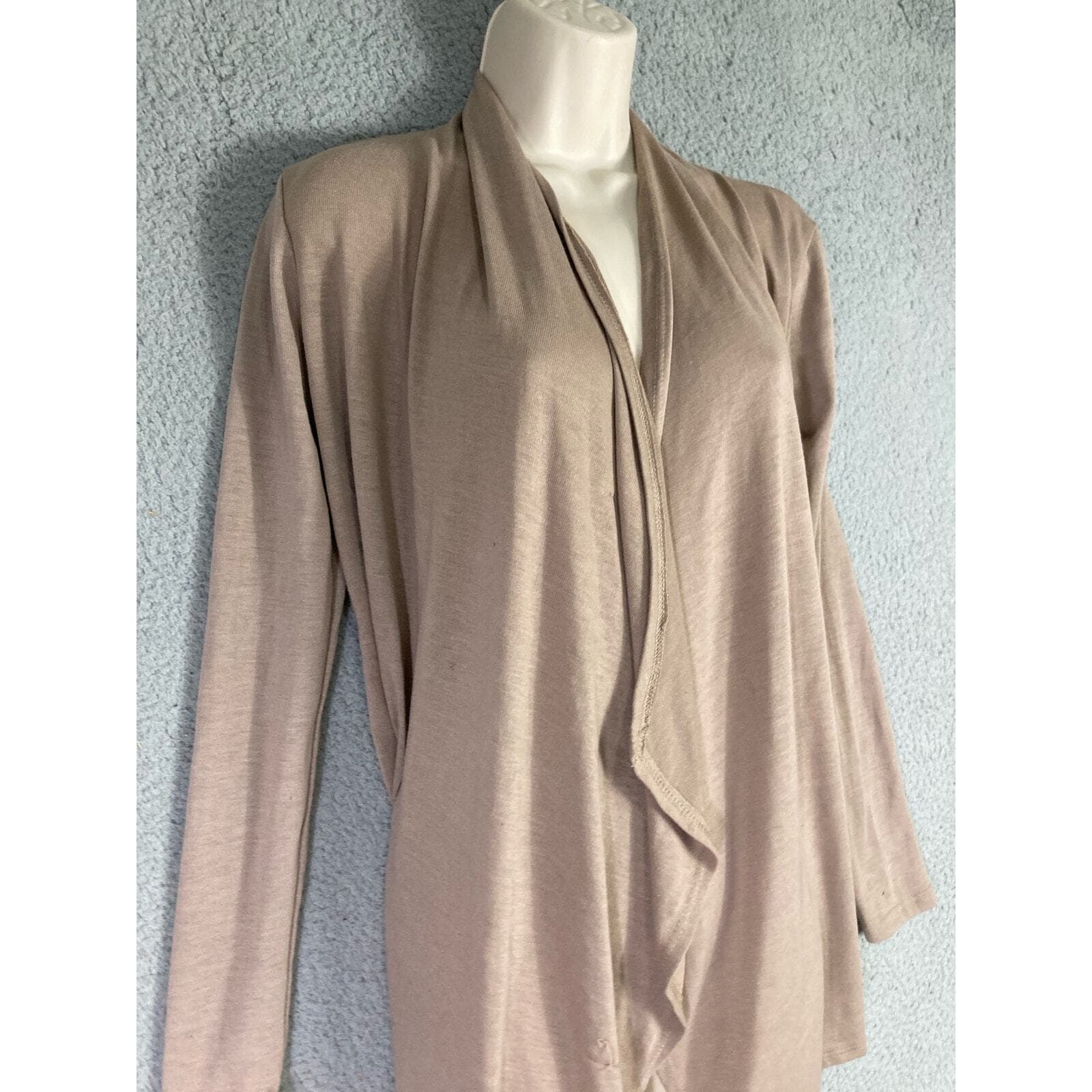 Rags & Couture Women's Beige Open Front Cardigan Size M Long Sleeve - Thumbnail 4
