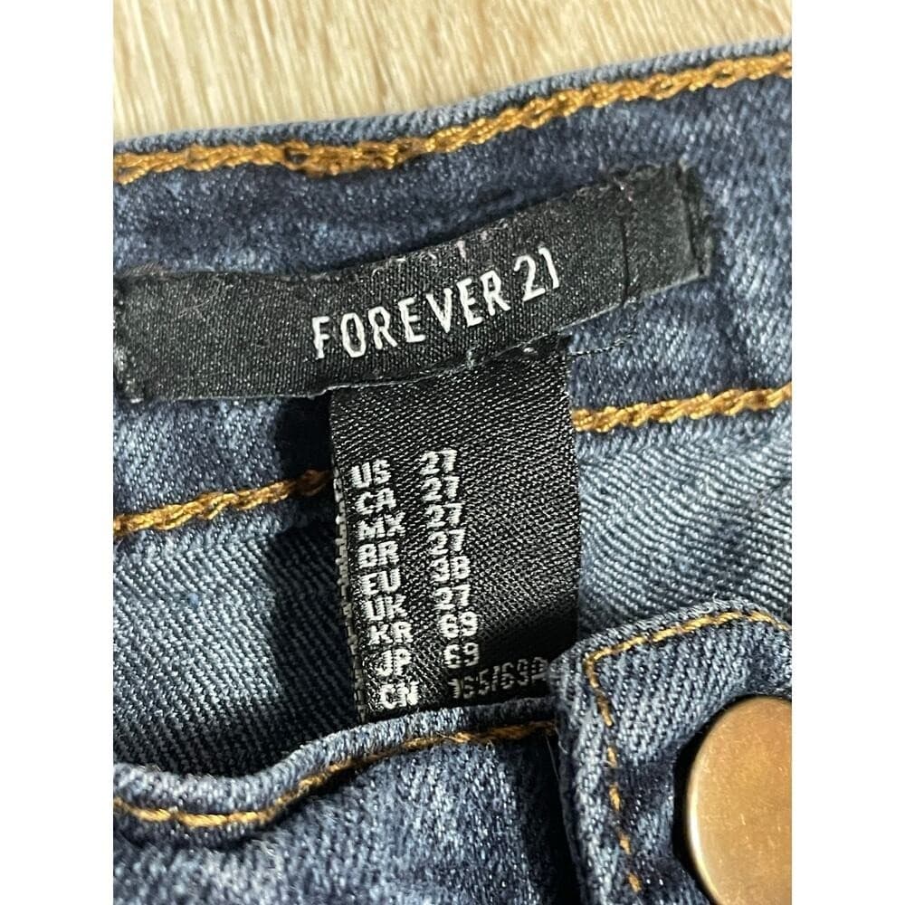 Forever 21 Women's Size 27 Blue Skinny Jeans Mid Rise Stretch Denim - Thumbnail 6
