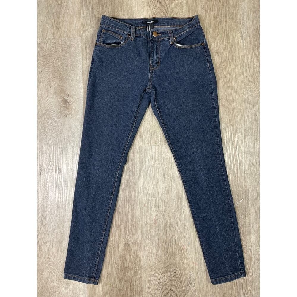Forever 21 Women's Size 27 Blue Skinny Jeans Mid Rise Stretch Denim - Thumbnail 4