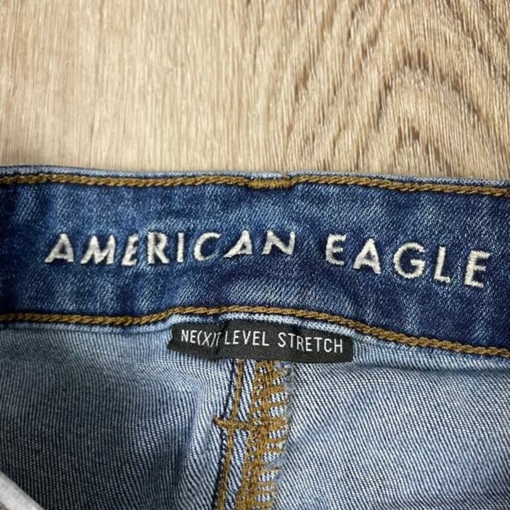 American Eagle Next Level Stretch Denim Cutoff Shorts Size 2 Long Distressedwh - Thumbnail 10