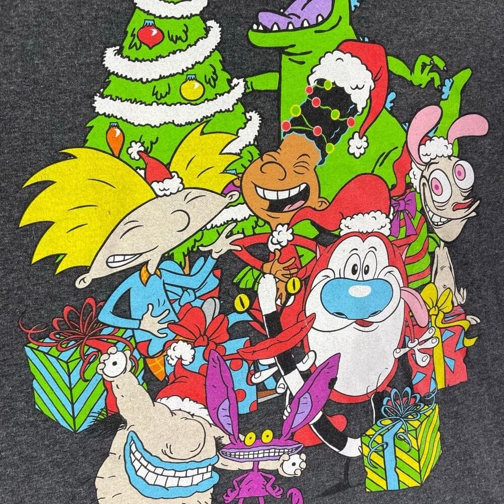Nickelodeon XL Christmas Tee Reptar Hey Arnold Ren Stimpy Rocko - Thumbnail 3