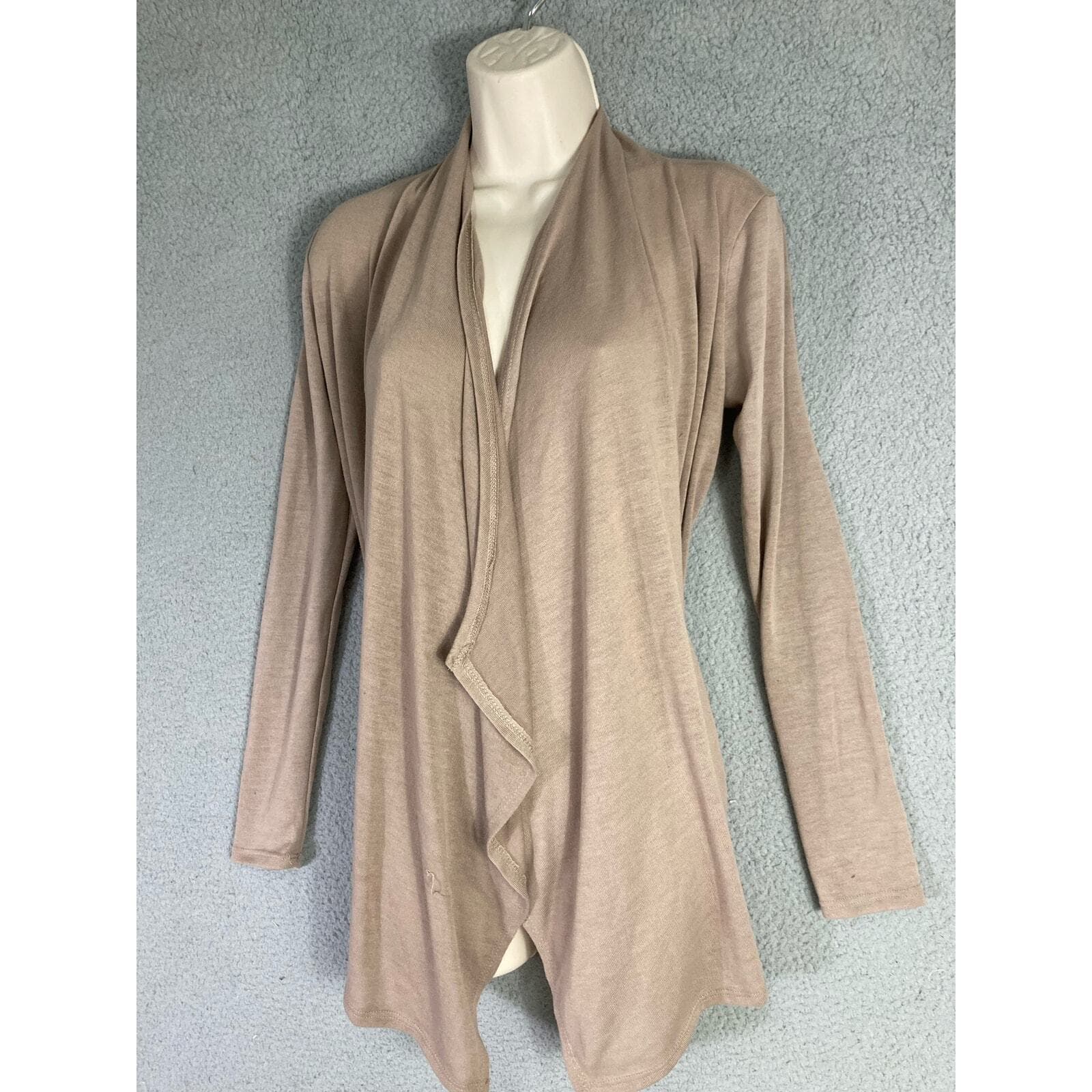 Rags & Couture Women's Beige Open Front Cardigan Size M Long Sleeve - Thumbnail 2