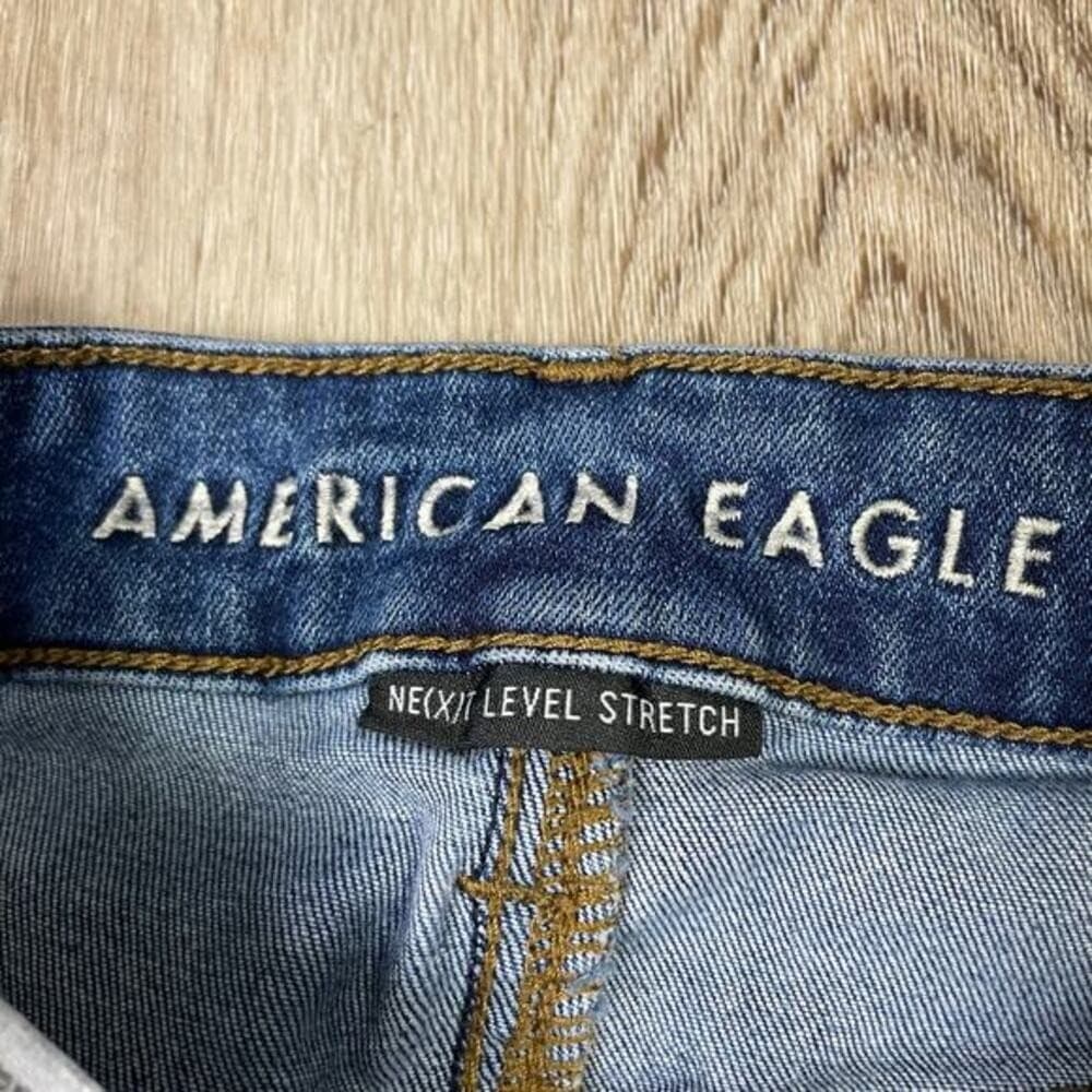 American Eagle Next Level Stretch Denim Cutoff Shorts Size 2 Long Distressedwh - Thumbnail 3