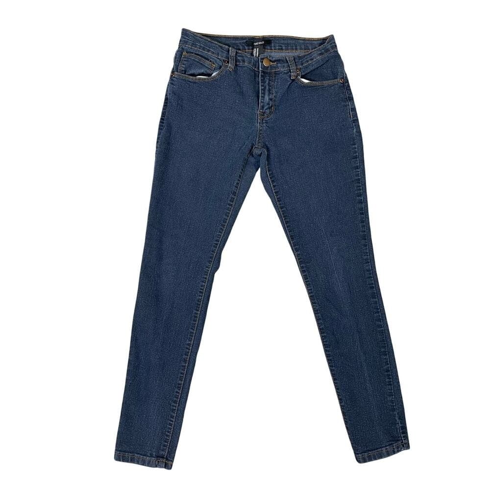 Forever 21 Women's Size 27 Blue Skinny Jeans Mid Rise Stretch Denim - Thumbnail 2