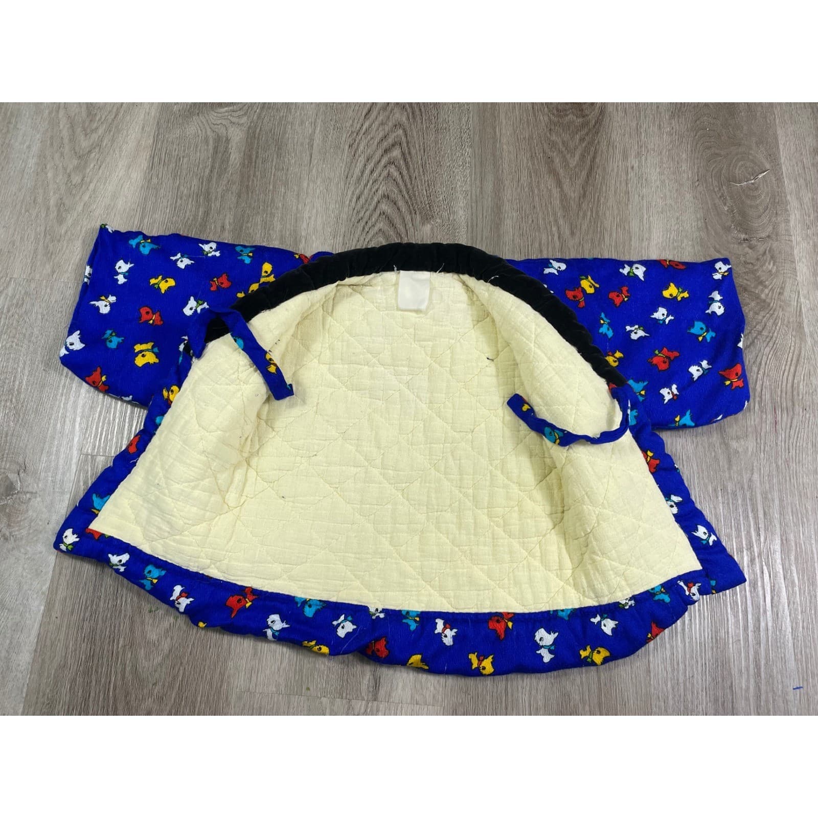 Vintage Kids Kimono Robe Blue Dog Print Chinese Style Child Small - Thumbnail 3