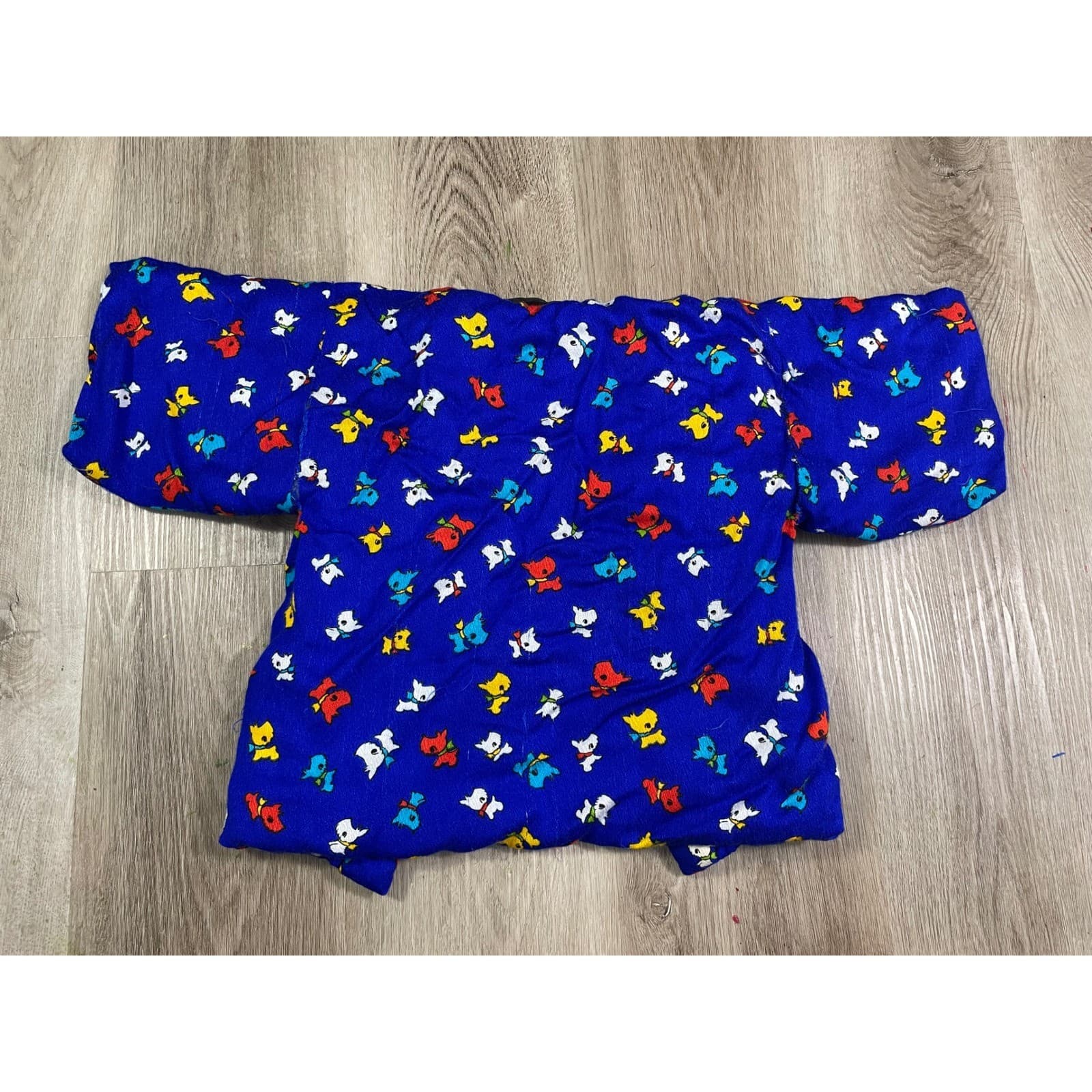 Vintage Kids Kimono Robe Blue Dog Print Chinese Style Child Small - Thumbnail 10