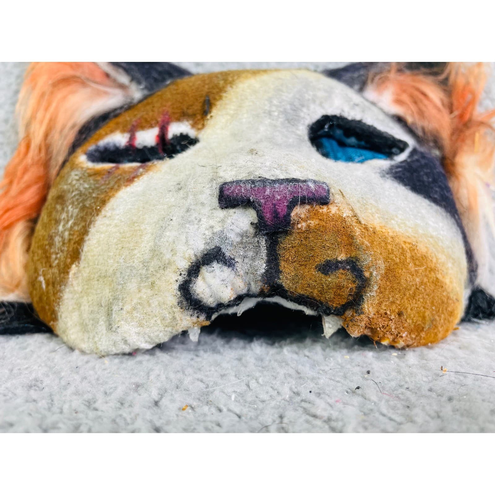 Calico Cat Mask Costume Cosplay Halloween Animal Faux Fur Therian Handmade - Thumbnail 9