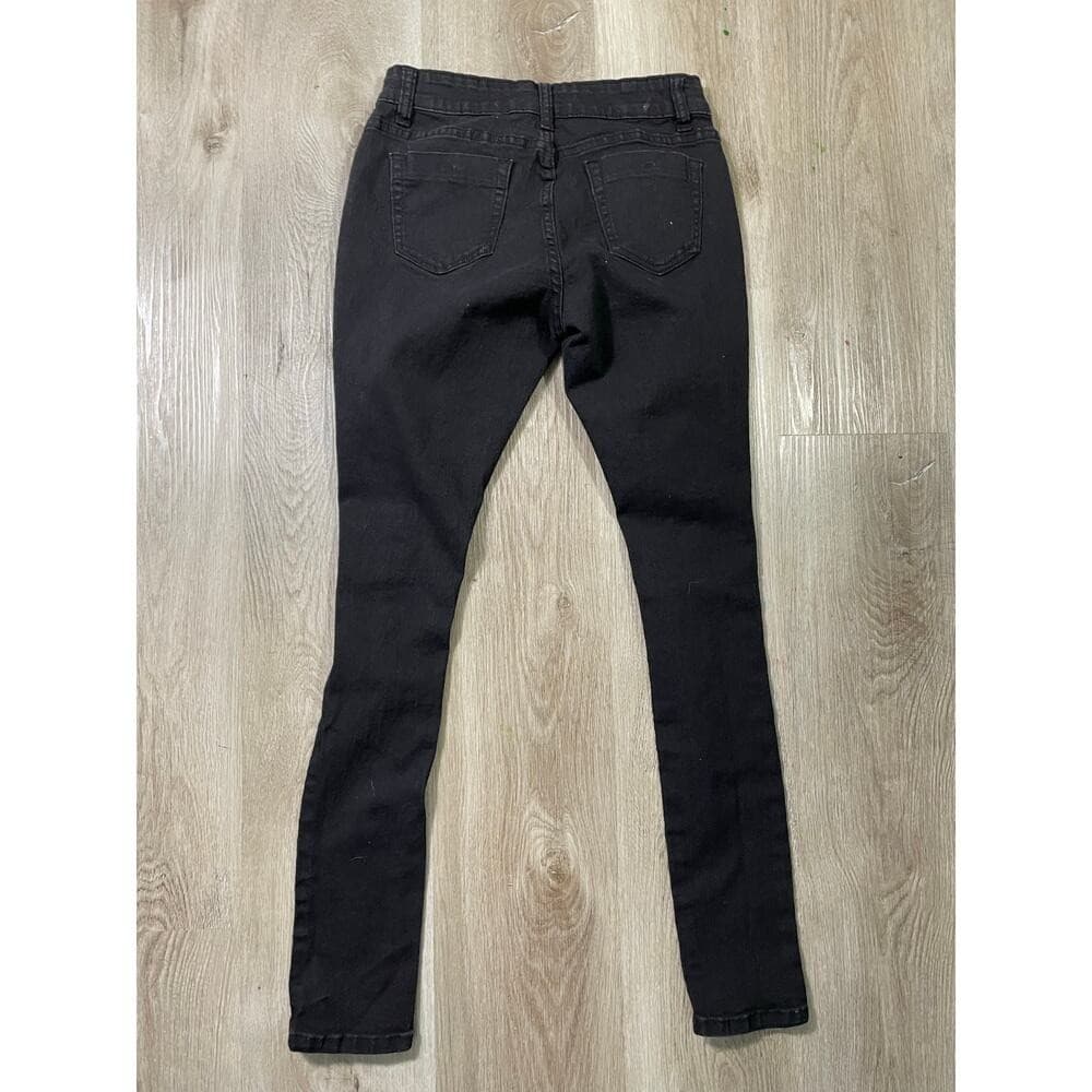 Fashion Nova Black Distressed Skinny Jeans Women's 7/8 High Rise Stretch Denim - Thumbnail 5