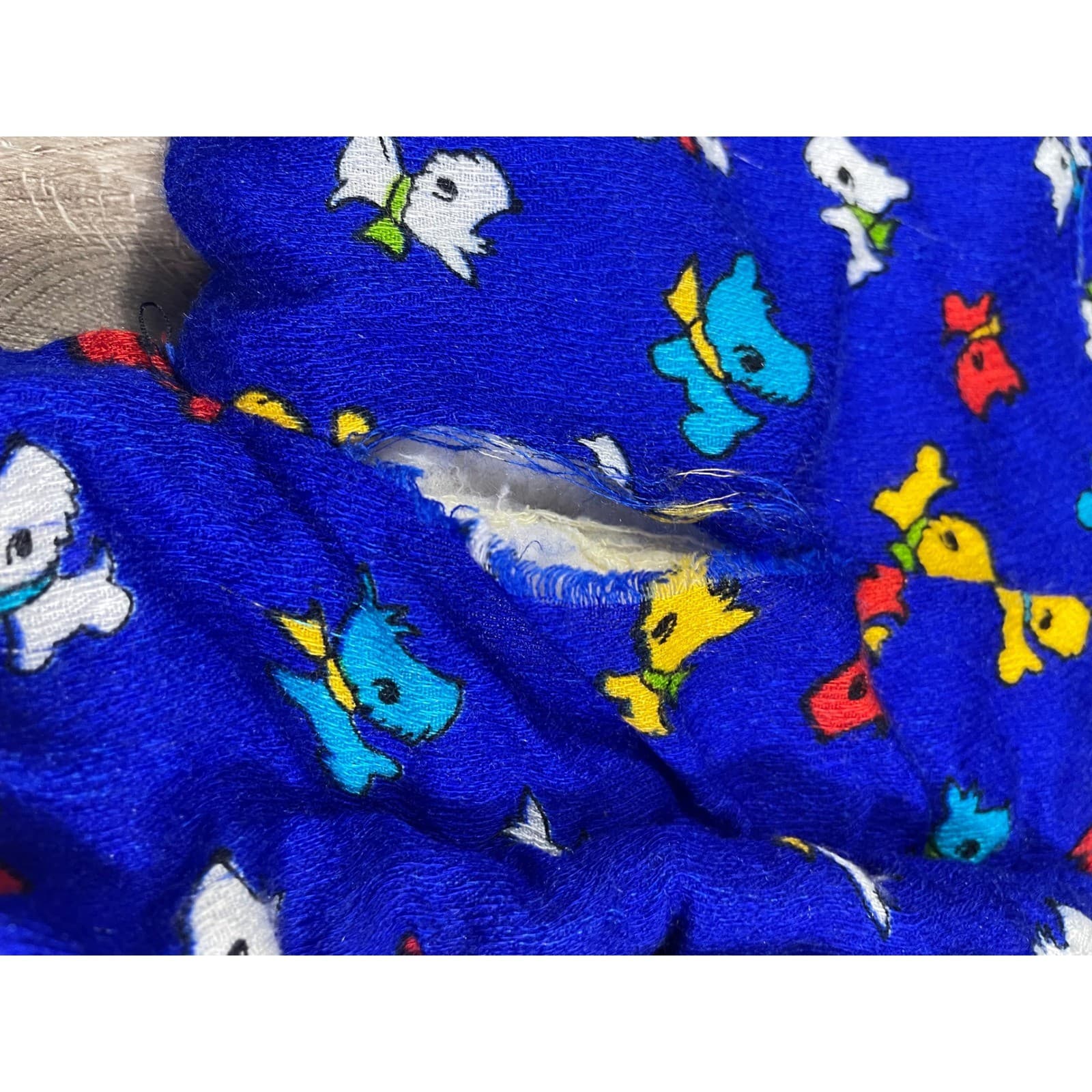 Vintage Kids Kimono Robe Blue Dog Print Chinese Style Child Small - Thumbnail 4