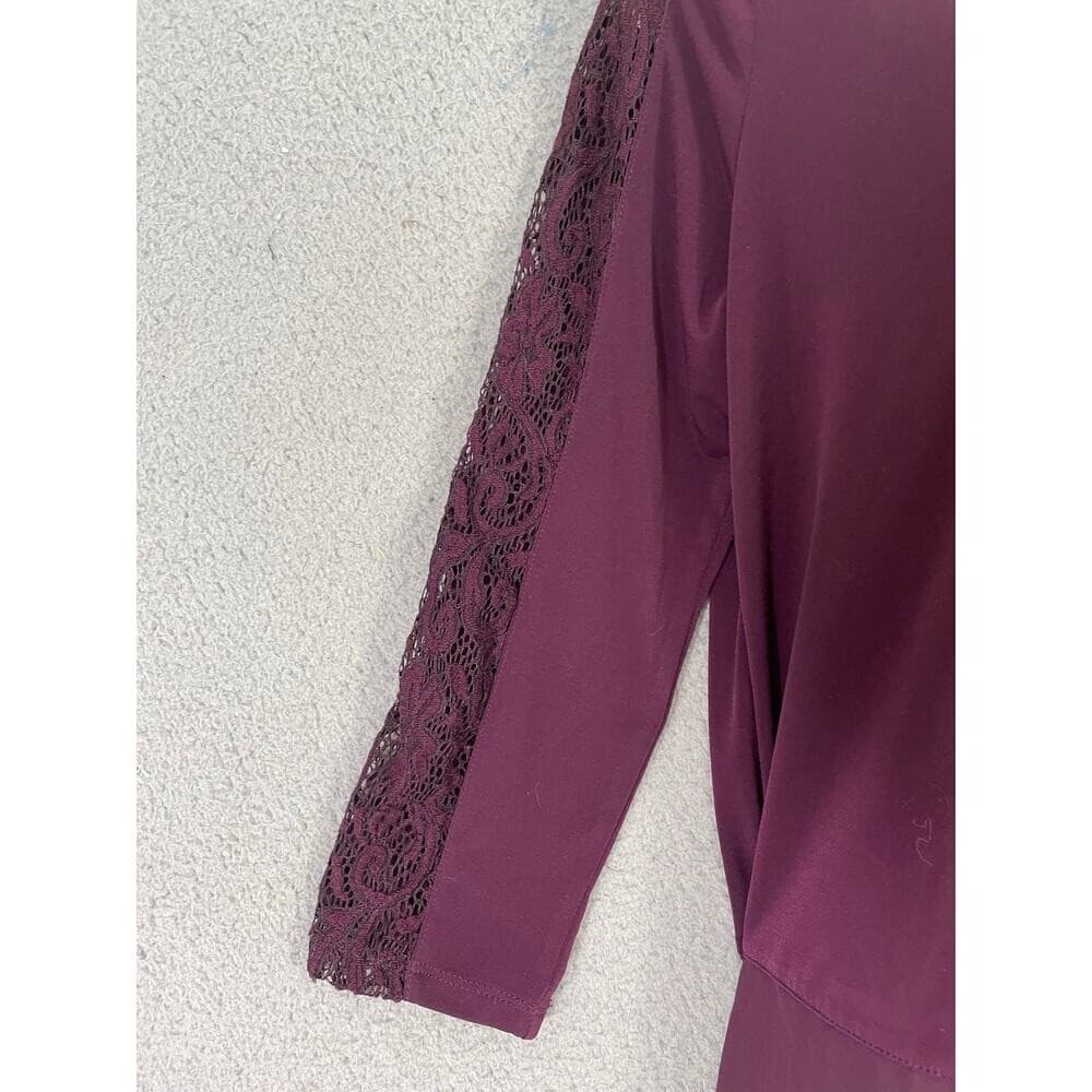 Ivanka Trump Purple Lace Sleeve Blouse Women's Small 3/4 Sleeve V-Neck - Thumbnail 8