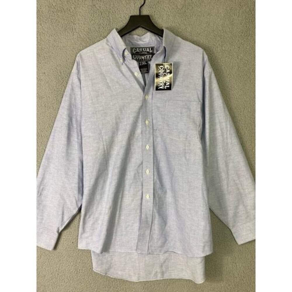 Casual Country Men's 2XL Blue Long Sleeve 100% Cotton Button-Up Dress Shirt NEW - Thumbnail 8