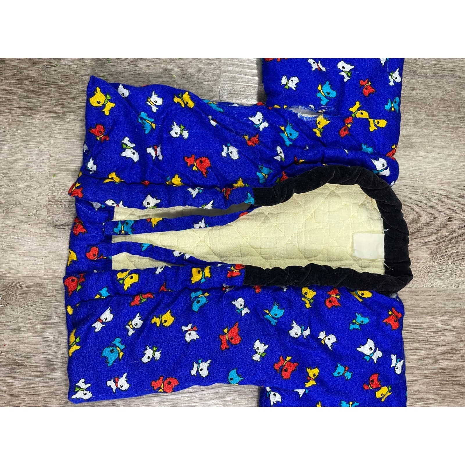 Vintage Kids Kimono Robe Blue Dog Print Chinese Style Child Small - Thumbnail 5