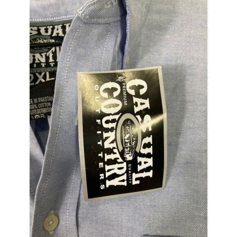 Casual Country Men's 2XL Blue Long Sleeve 100% Cotton Button-Up Dress Shirt NEW - Thumbnail 7