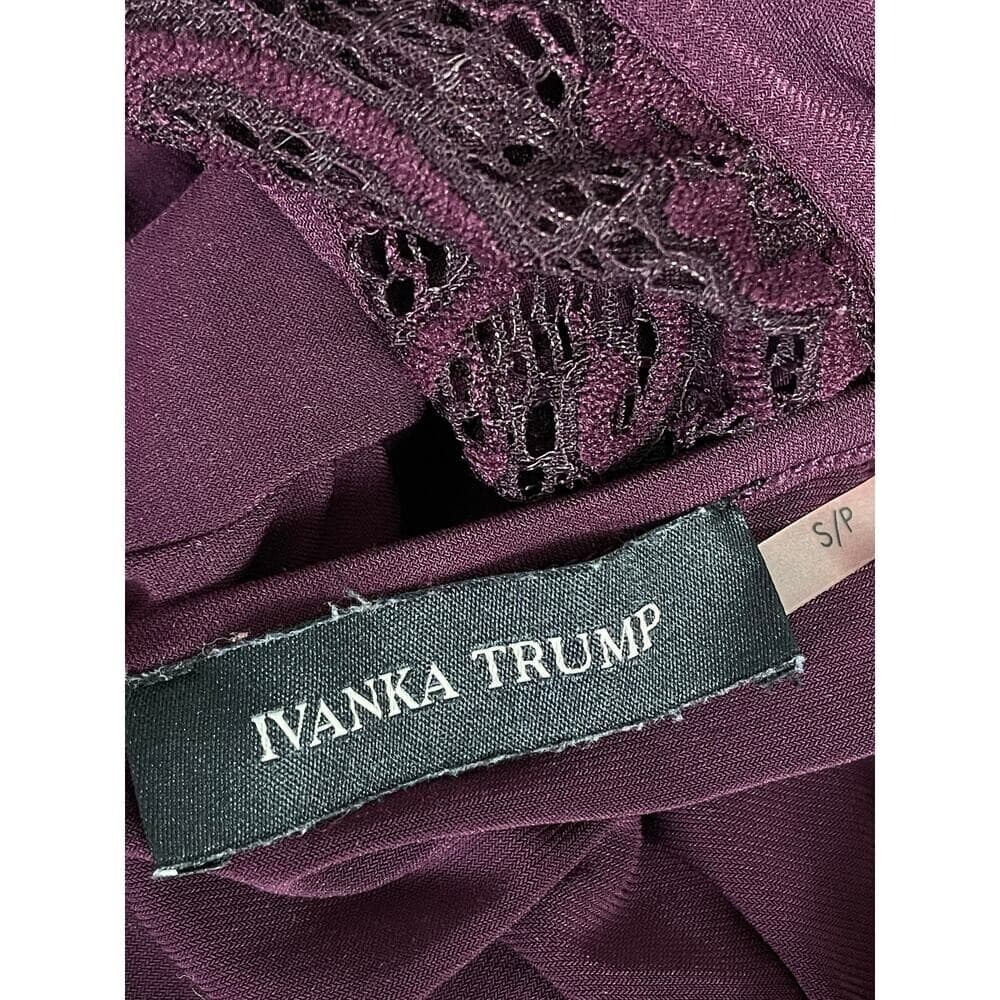 Ivanka Trump Purple Lace Sleeve Blouse Women's Small 3/4 Sleeve V-Neck - Thumbnail 2