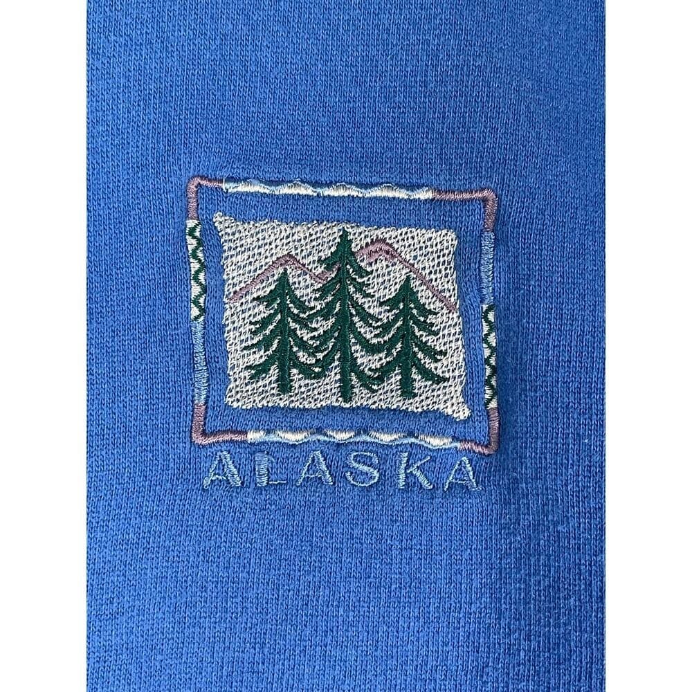 Vintage Polar Alaska Blue Button Front Sweatshirt Jacket L USA Trees Embroidery - Thumbnail 8