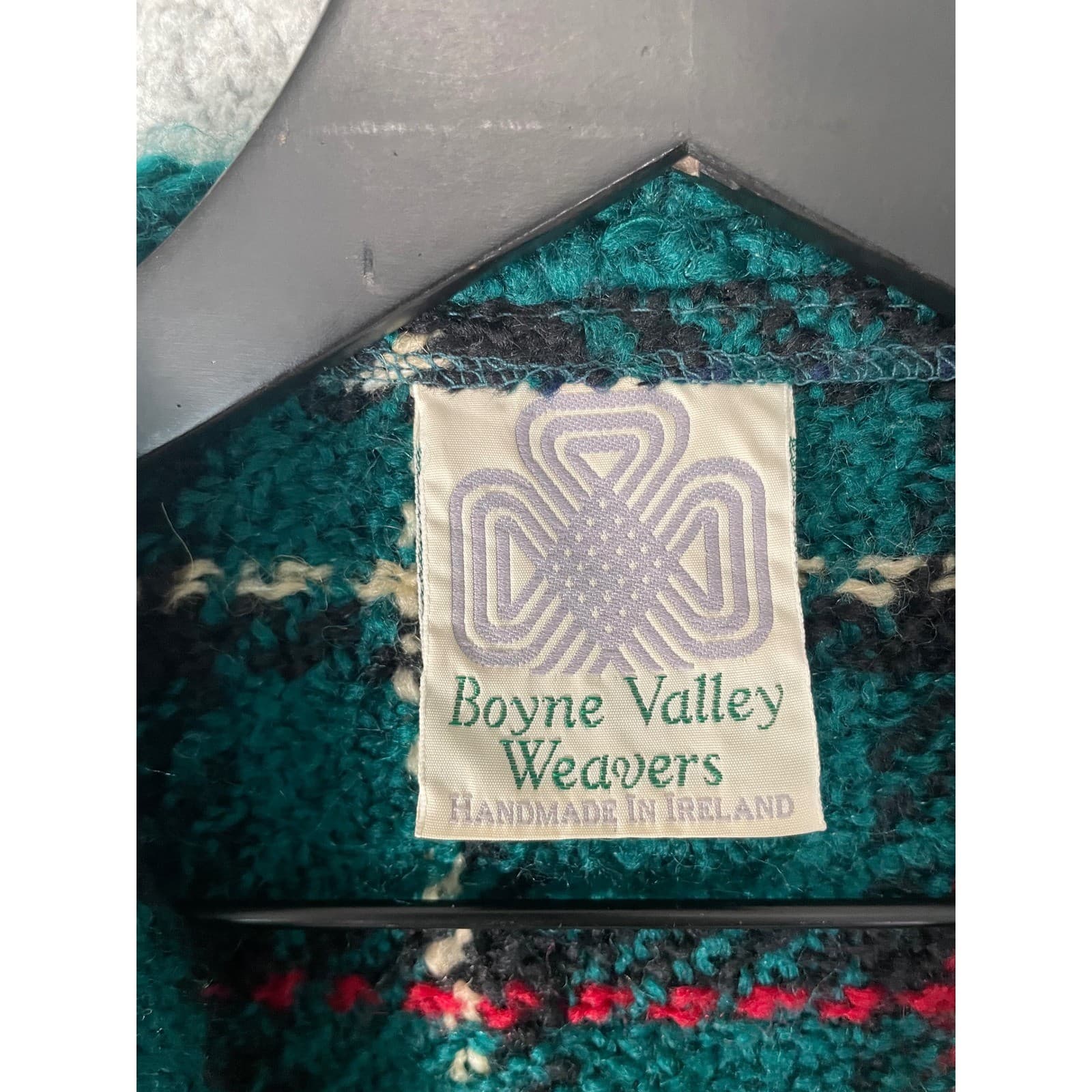 Boyne Valley Weavers Teal Plaid Wool Blend Poncho Cape Shawl Ireland Fringe - Thumbnail 5