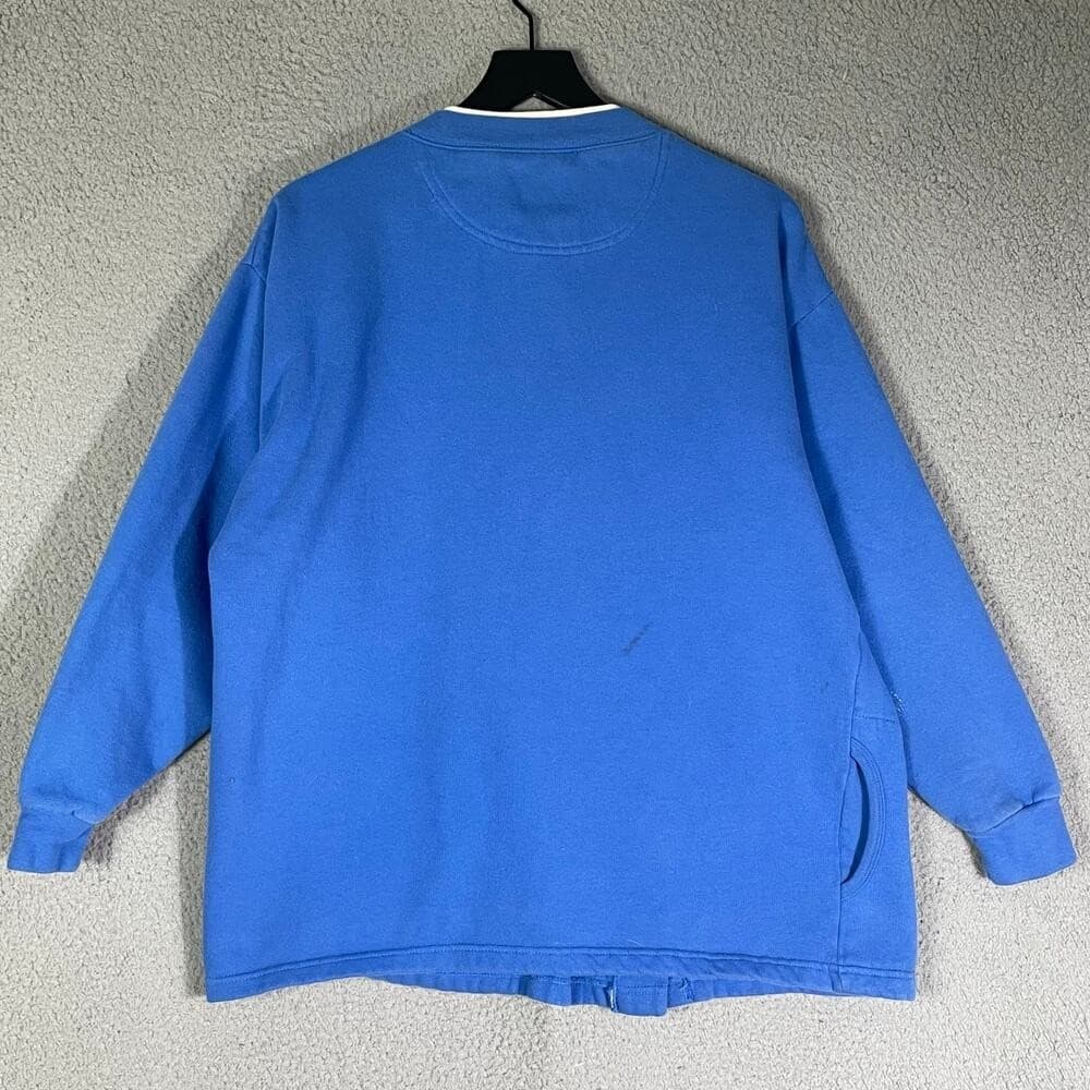 Vintage Polar Alaska Blue Button Front Sweatshirt Jacket L USA Trees Embroidery - Thumbnail 3