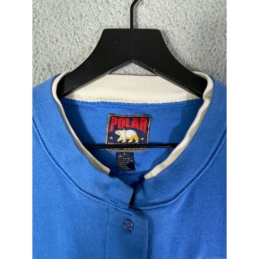 Vintage Polar Alaska Blue Button Front Sweatshirt Jacket L USA Trees Embroidery - Thumbnail 6