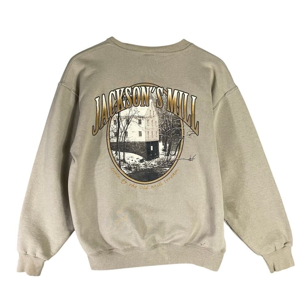 Vintage Jackson's Mill Sweatshirt Beige Adult Medium Historic Print USA