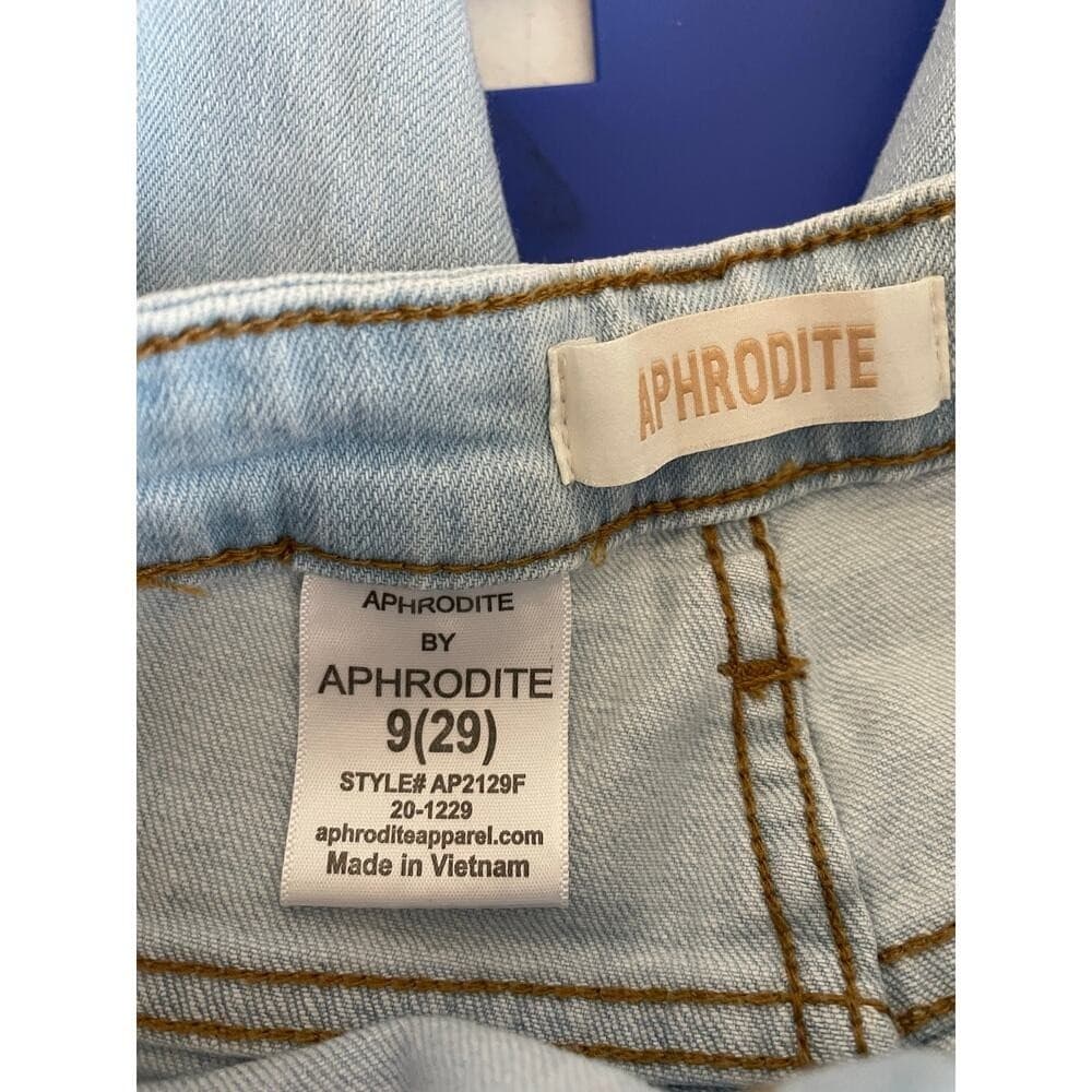 Aphrodite Women's Distressed Flare Jeans Size 9 Light Wash Denim Bell Bottom - Thumbnail 3