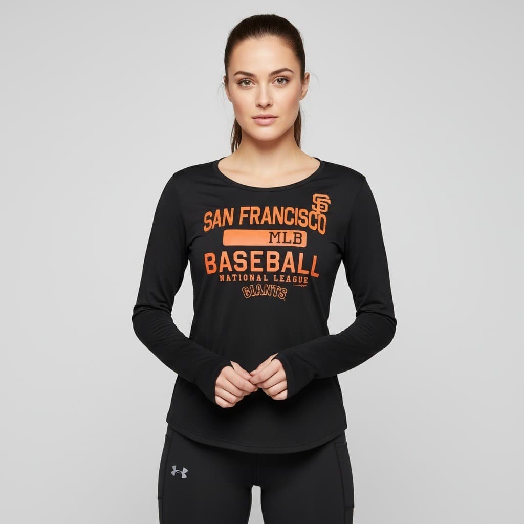 Under Armour SF Giants HeatGear Shirt Women's M Long Sleeve Black MLB Baseball - Thumbnail 2