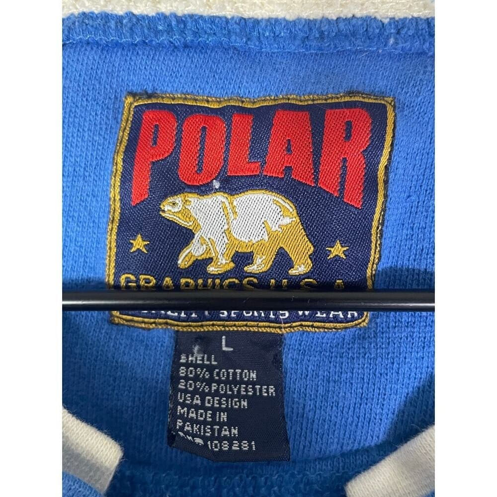 Vintage Polar Alaska Blue Button Front Sweatshirt Jacket L USA Trees Embroidery - Thumbnail 5