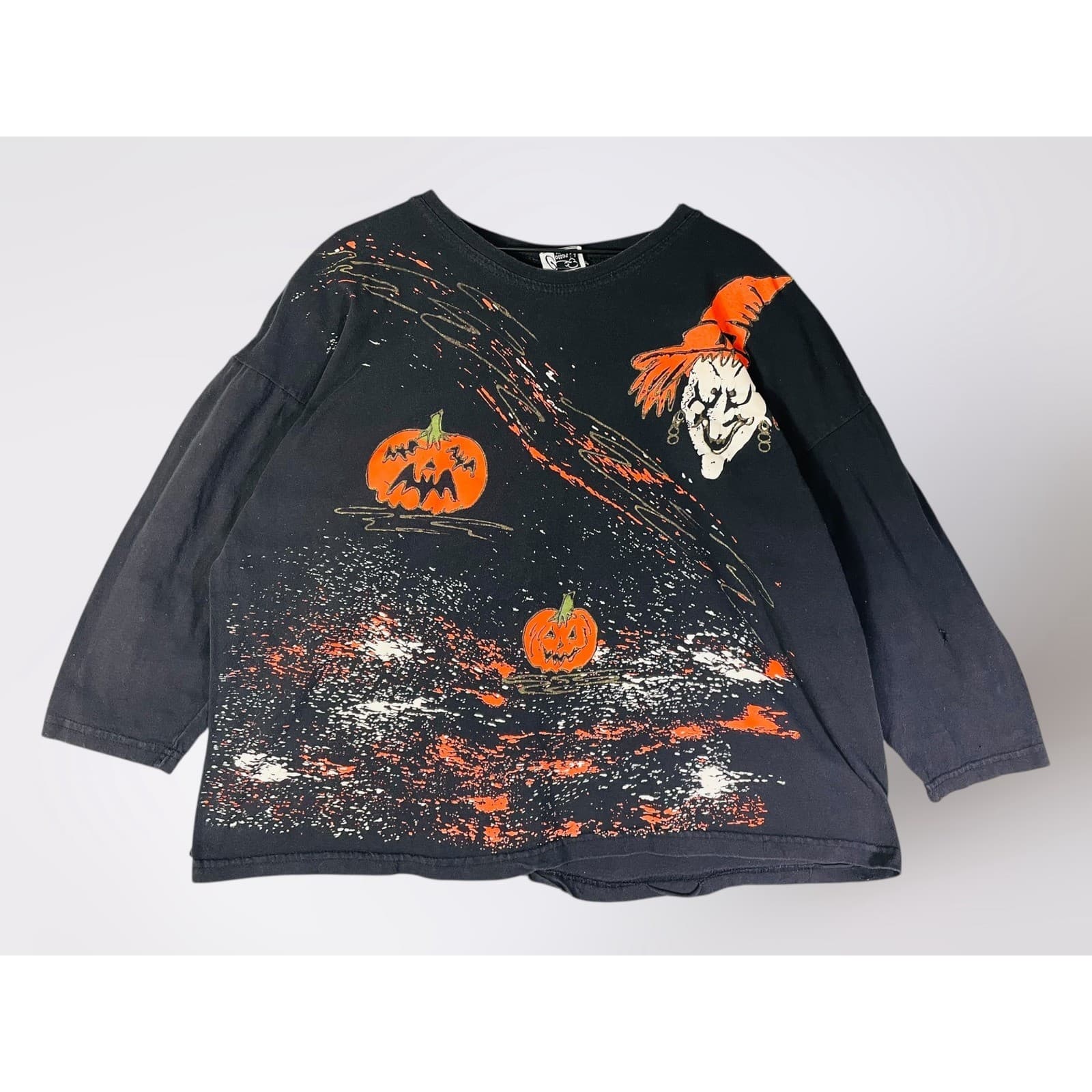 Vintage Cotton LA Halloween Graphic Sweatshirt Pumpkins Scarecrow Made USA XL