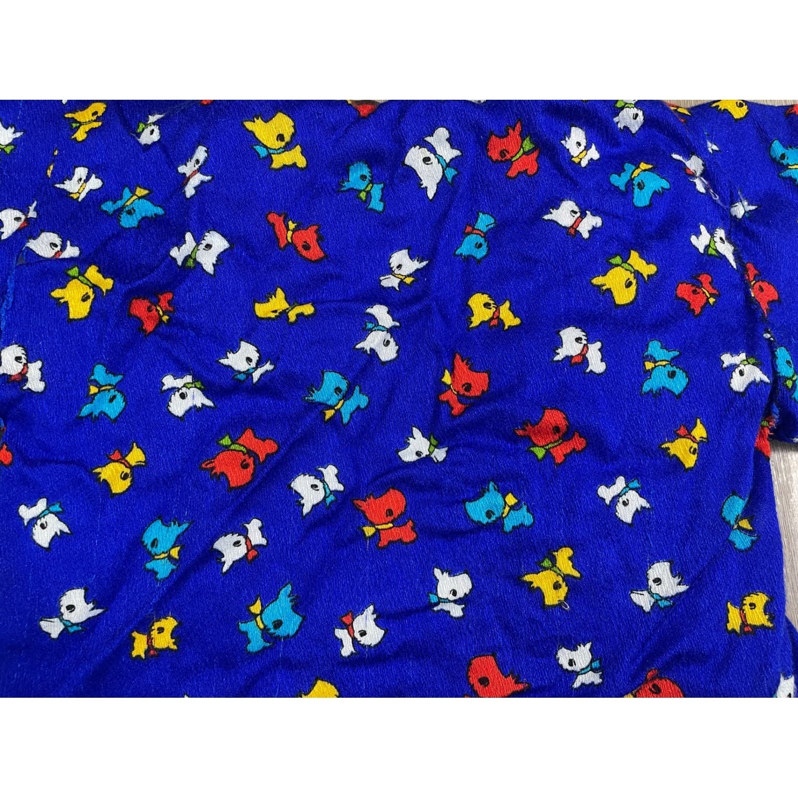 Vintage Kids Kimono Robe Blue Dog Print Chinese Style Child Small - Thumbnail 8