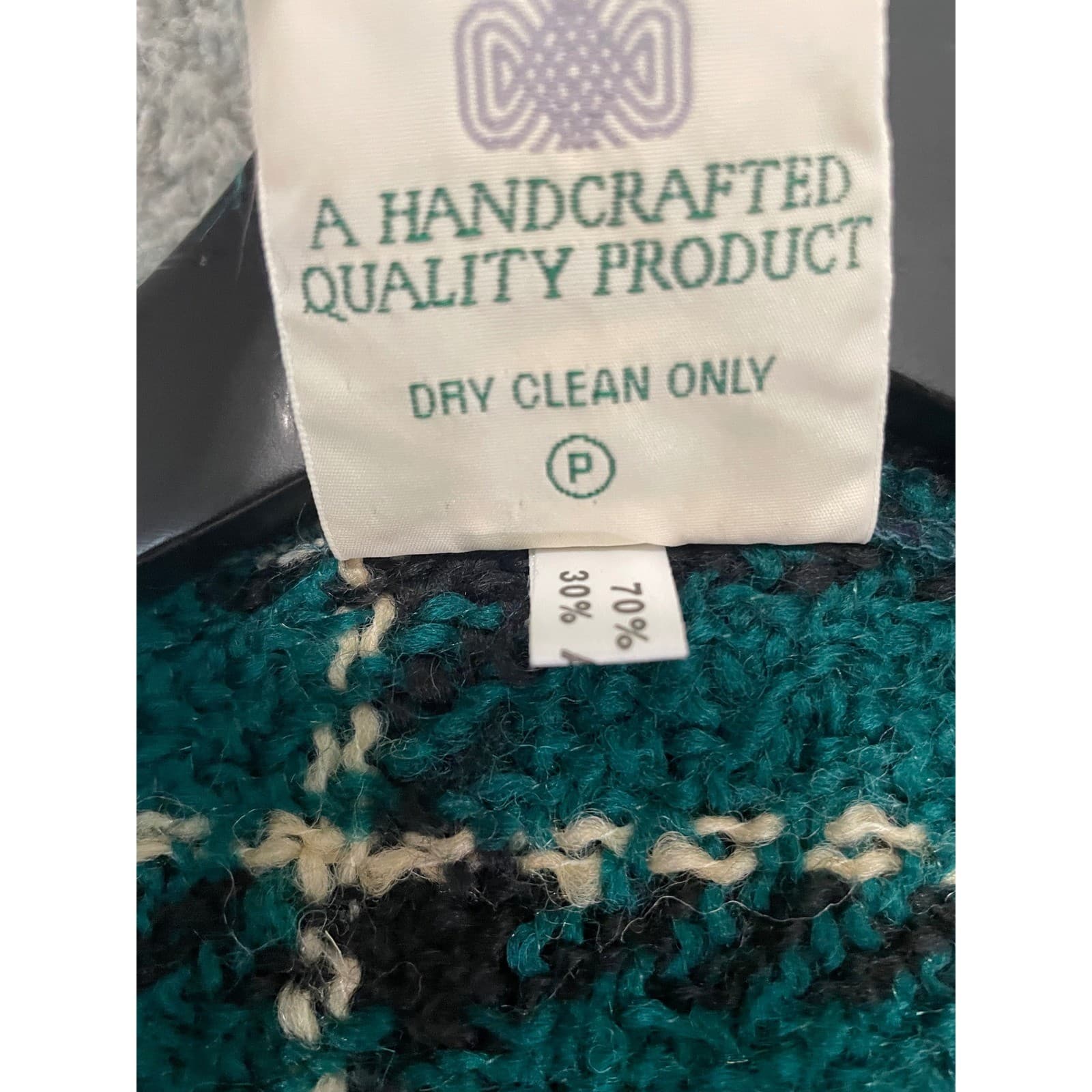 Boyne Valley Weavers Teal Plaid Wool Blend Poncho Cape Shawl Ireland Fringe - Thumbnail 4
