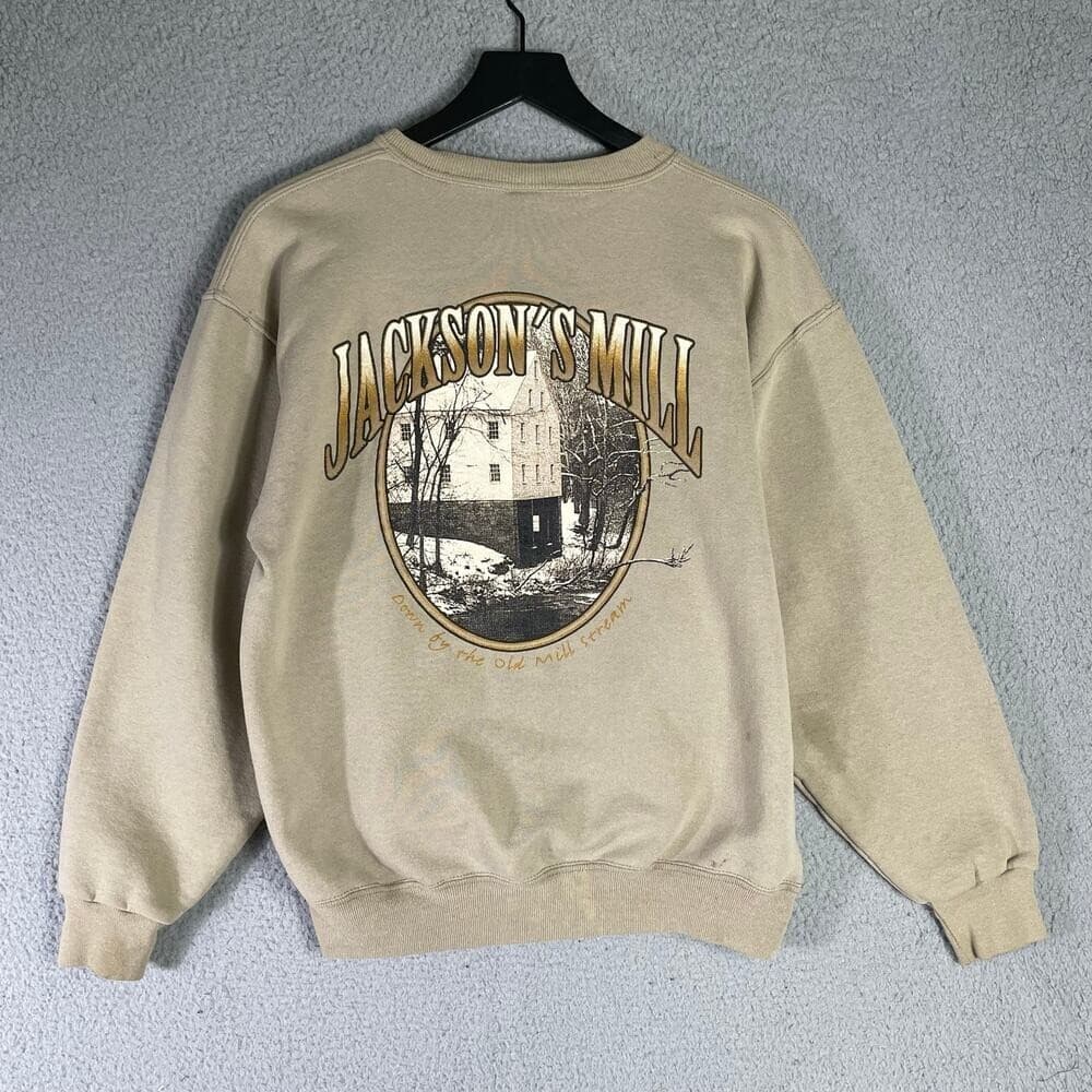 Vintage Jackson's Mill Sweatshirt Beige Adult Medium Historic Print USA - Thumbnail 2