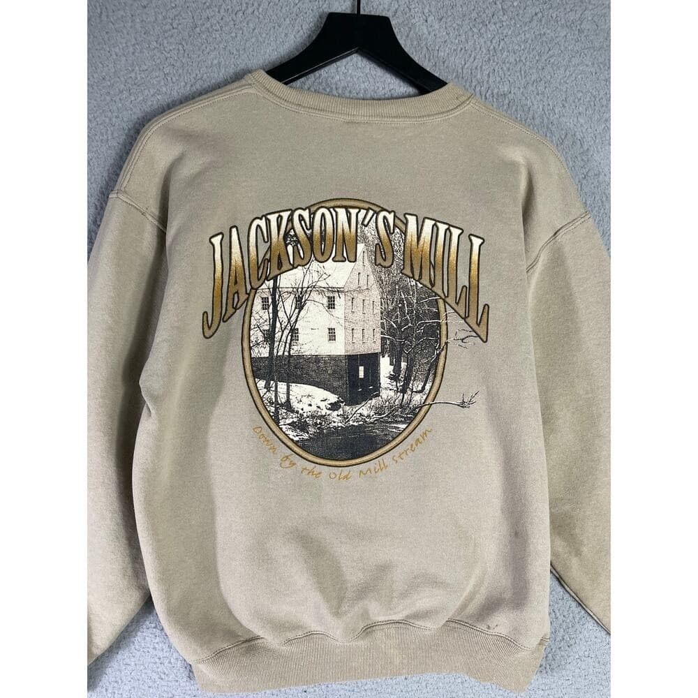 Vintage Jackson's Mill Sweatshirt Beige Adult Medium Historic Print USA - Thumbnail 3