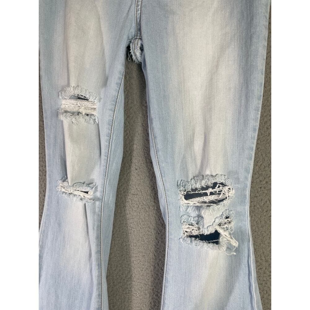 Aphrodite Women's Distressed Flare Jeans Size 9 Light Wash Denim Bell Bottom - Thumbnail 8