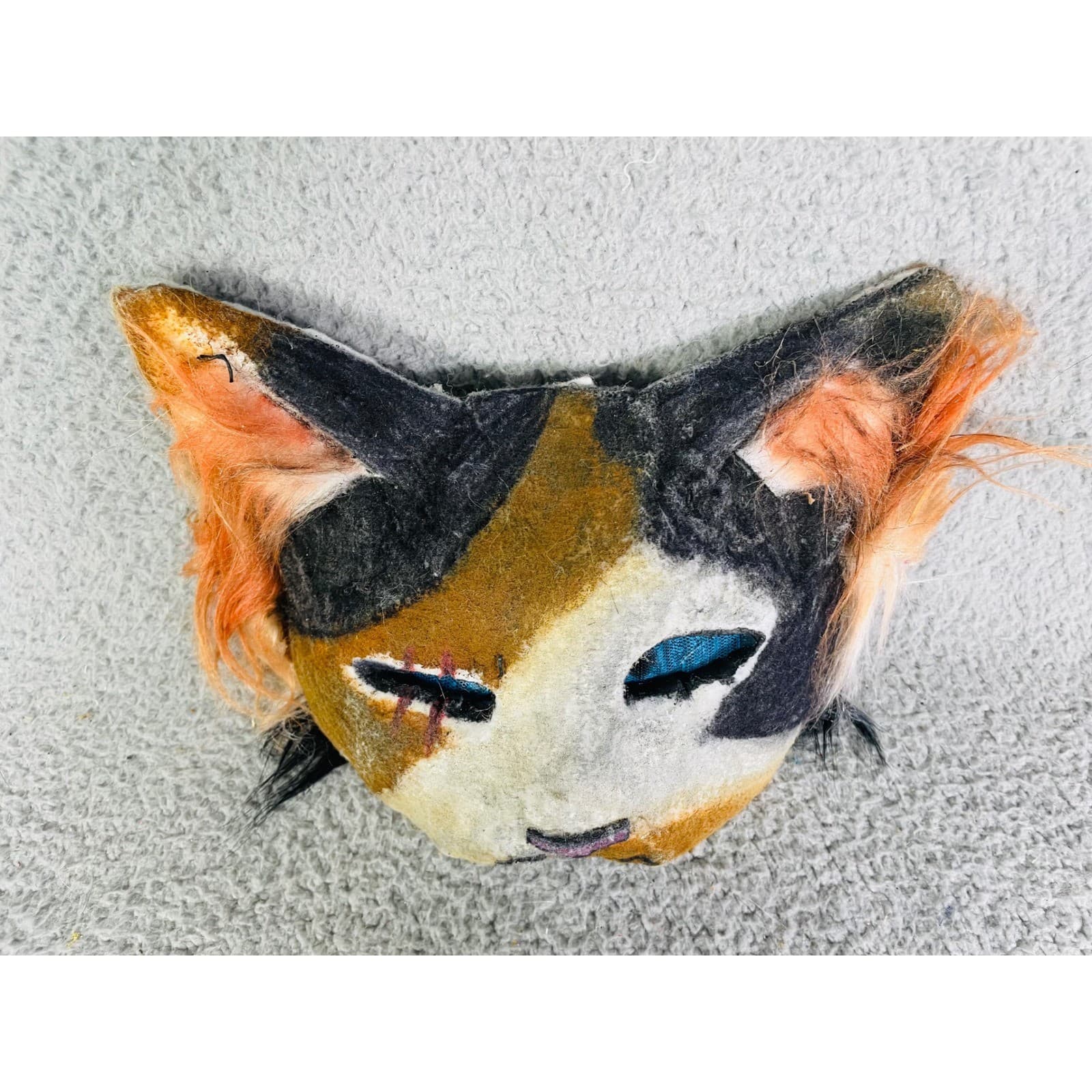 Calico Cat Mask Costume Cosplay Halloween Animal Faux Fur Therian Handmade - Thumbnail 5