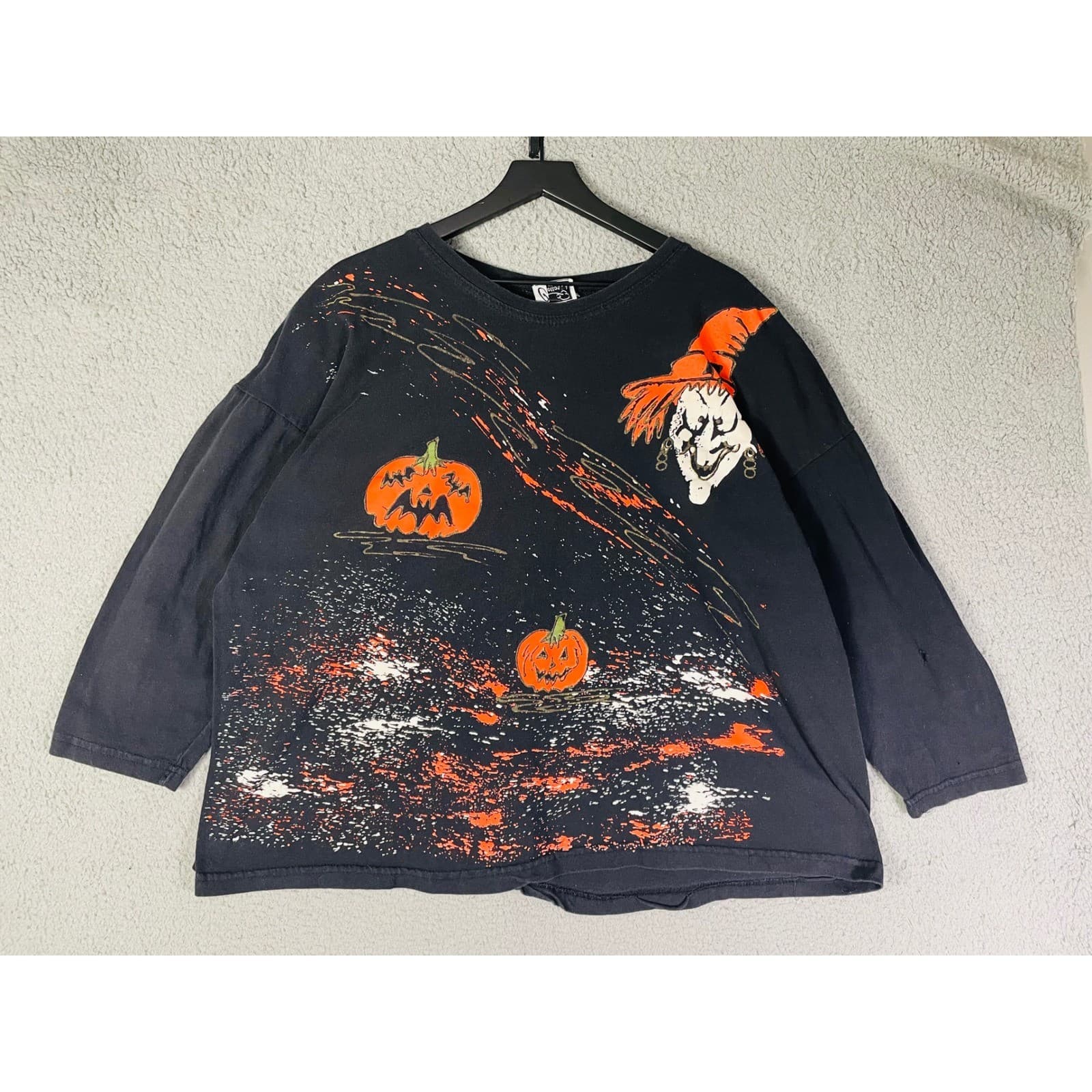 Vintage Cotton LA Halloween Graphic Sweatshirt Pumpkins Scarecrow Made USA XL - Thumbnail 2