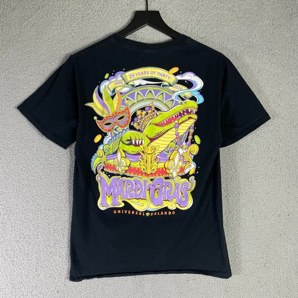 Universal Studios Mardi Gras 25 Years Graphic T-Shirt Black Small Theme Park - Thumbnail 4