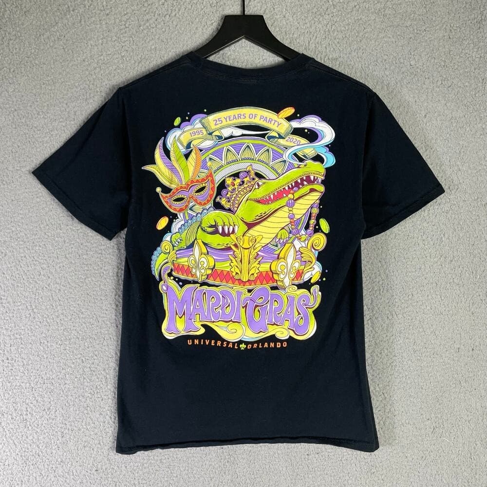 Universal Studios Mardi Gras 25 Years Graphic T-Shirt Black Small Theme Park - Thumbnail 3