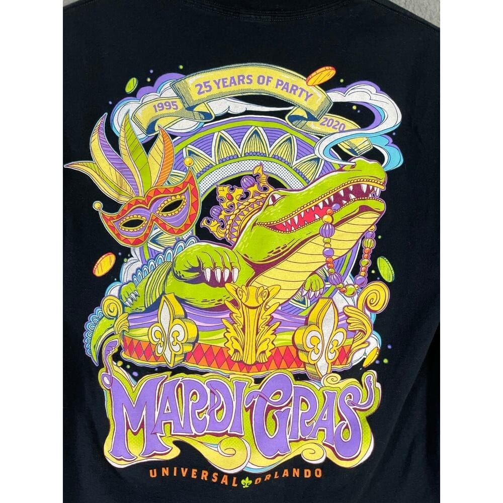 Universal Studios Mardi Gras 25 Years Graphic T-Shirt Black Small Theme Park - Thumbnail 6