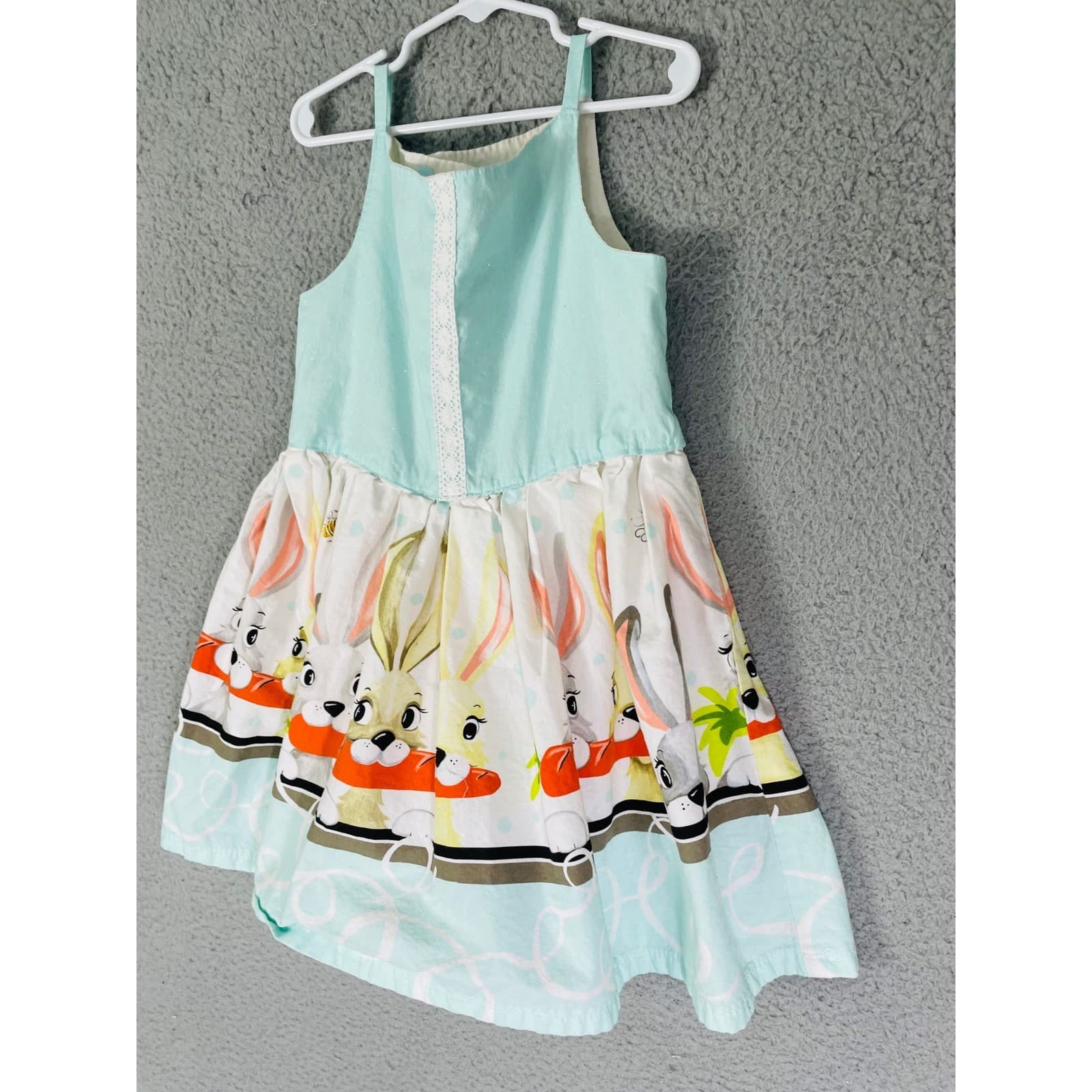Handmade Easter Bunny Rabbit Dress Girls Size 7 Spring Holiday Cute Boutique - Thumbnail 4