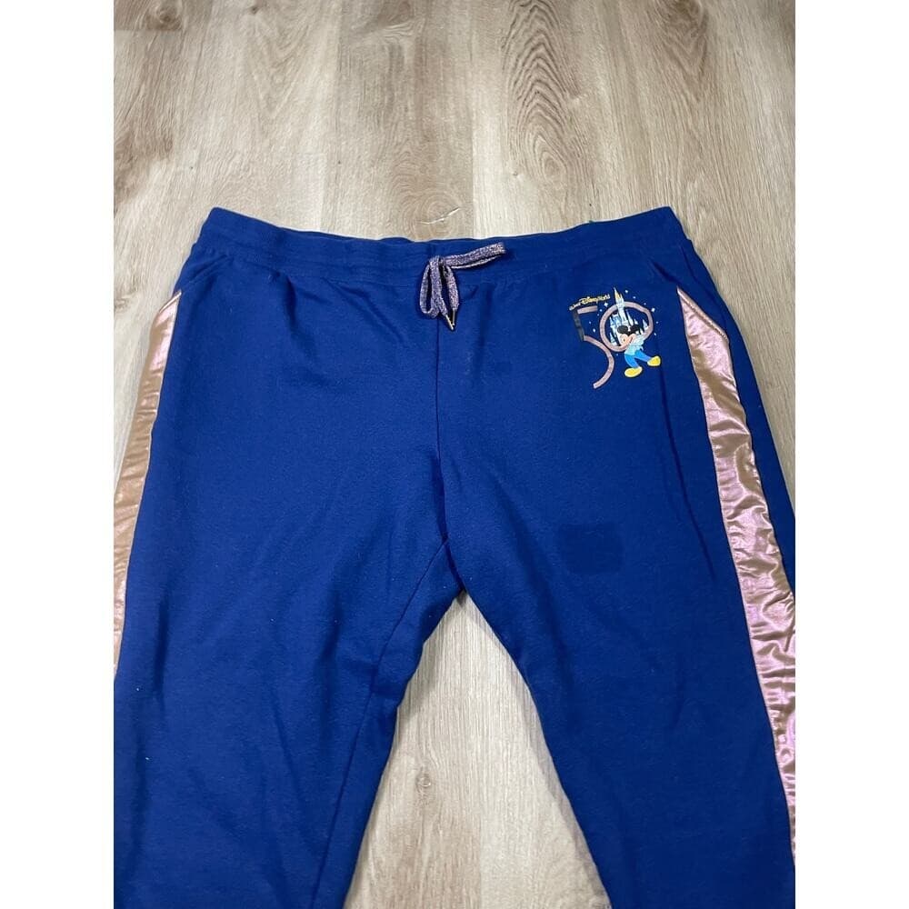 Walt Disney World 50th Anniversary Mickey Jogger Pants 2X Blue Earidescent WDW - Thumbnail 4